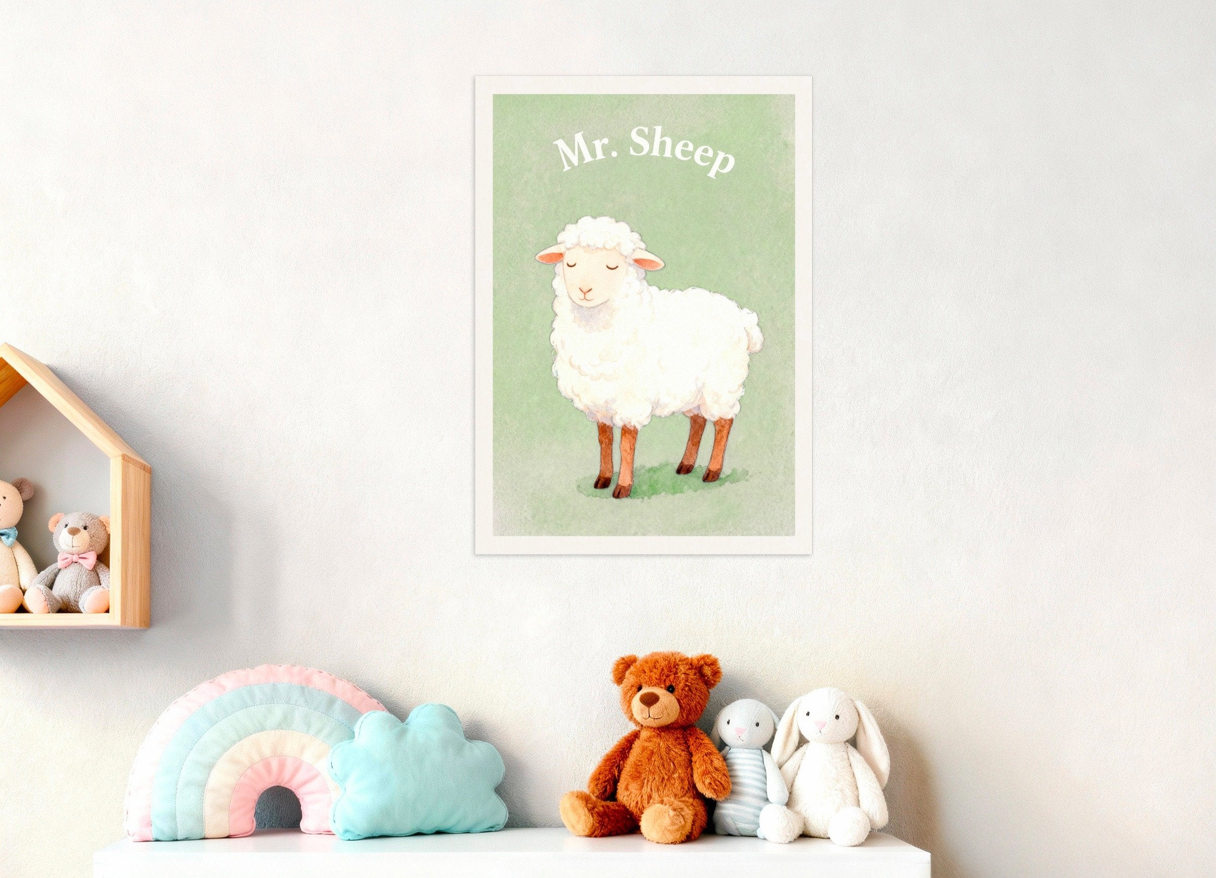 Poster of Nursery sheep wall art – Soft and fluffy farm animal