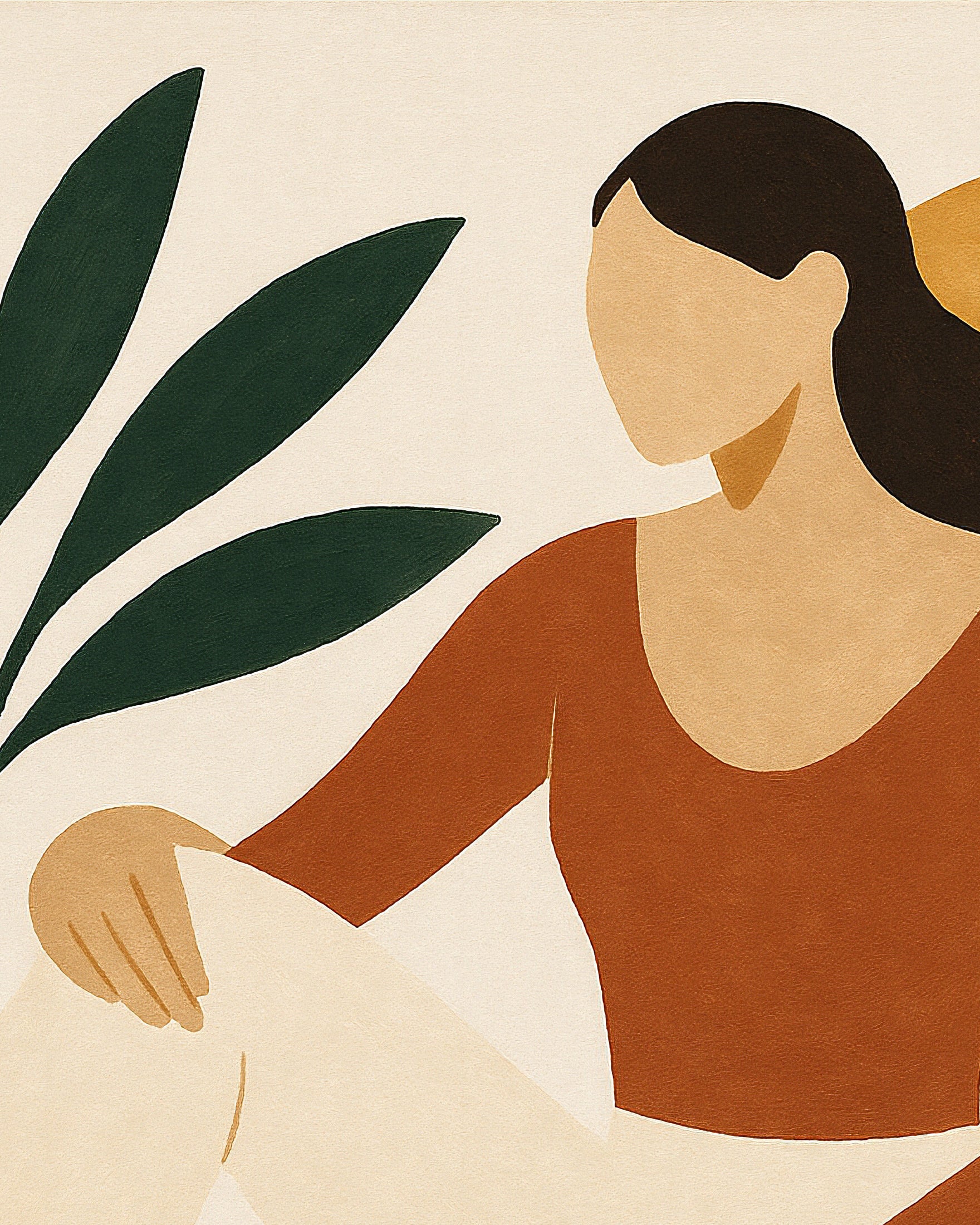 Modern Odalisque – abstract wahine silhouette with native flora poster