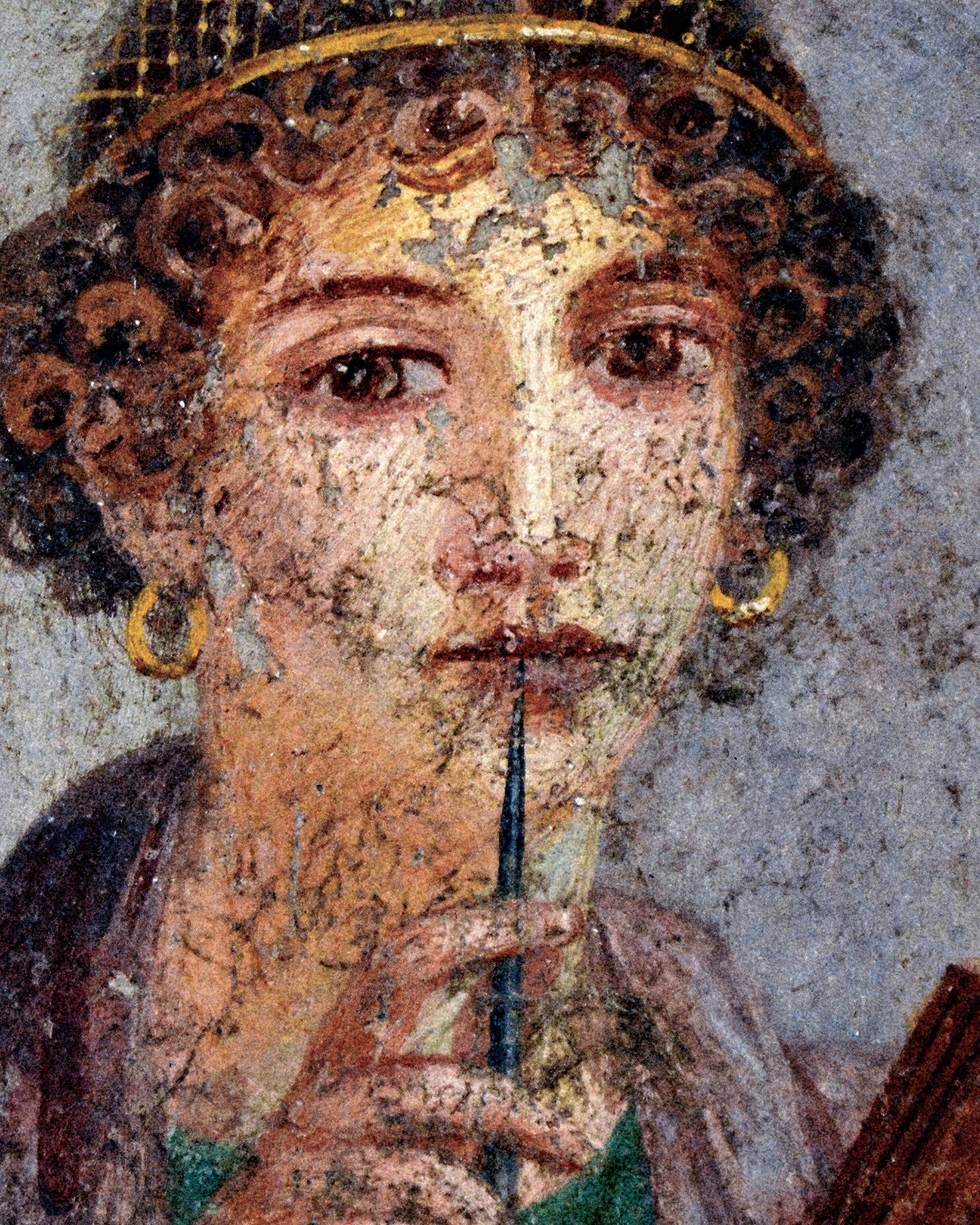 Sappho fresco art print from Pompeii