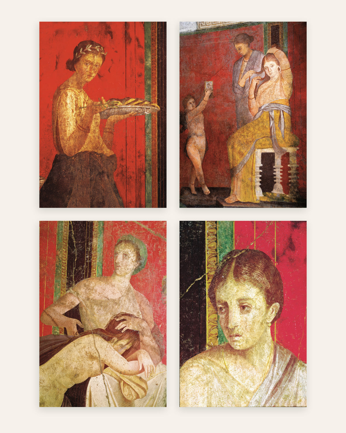 Pompeii Fresco Prints Set of 4 – Villa of the Mysteries, prints without frame