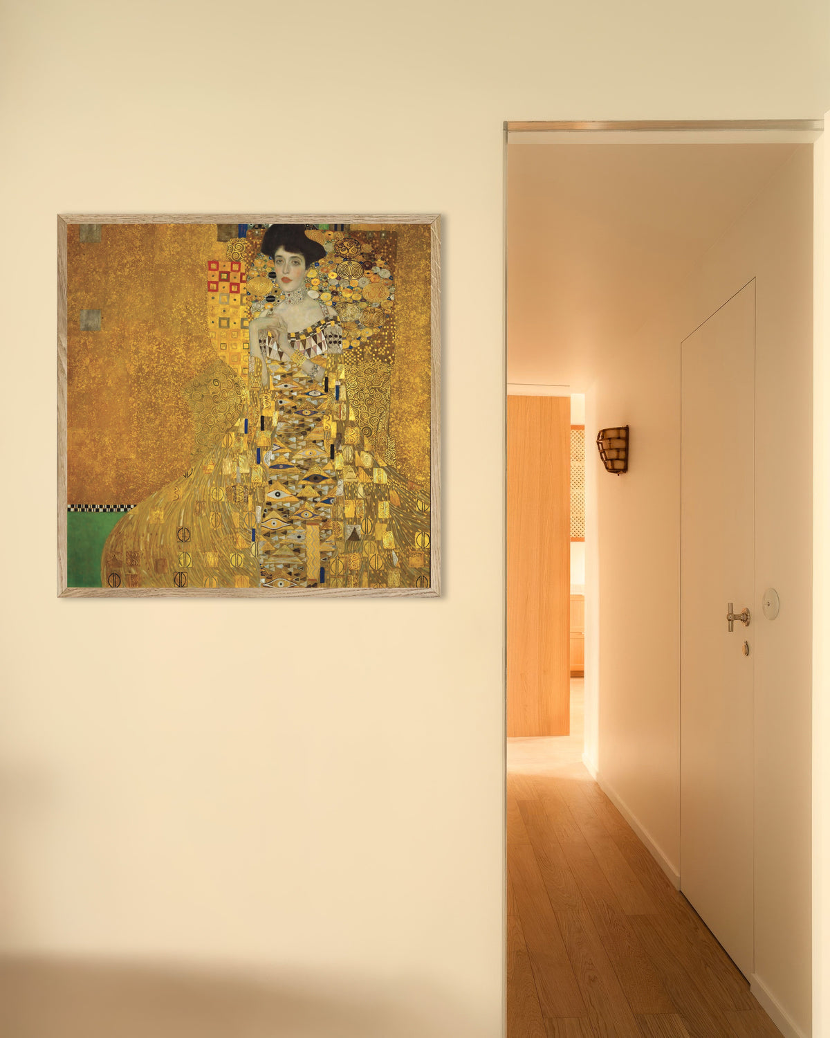 Poster of Portrait of Adele Bloch-Bauer I (1907) by Gustav Klimt, with natural wooden frame