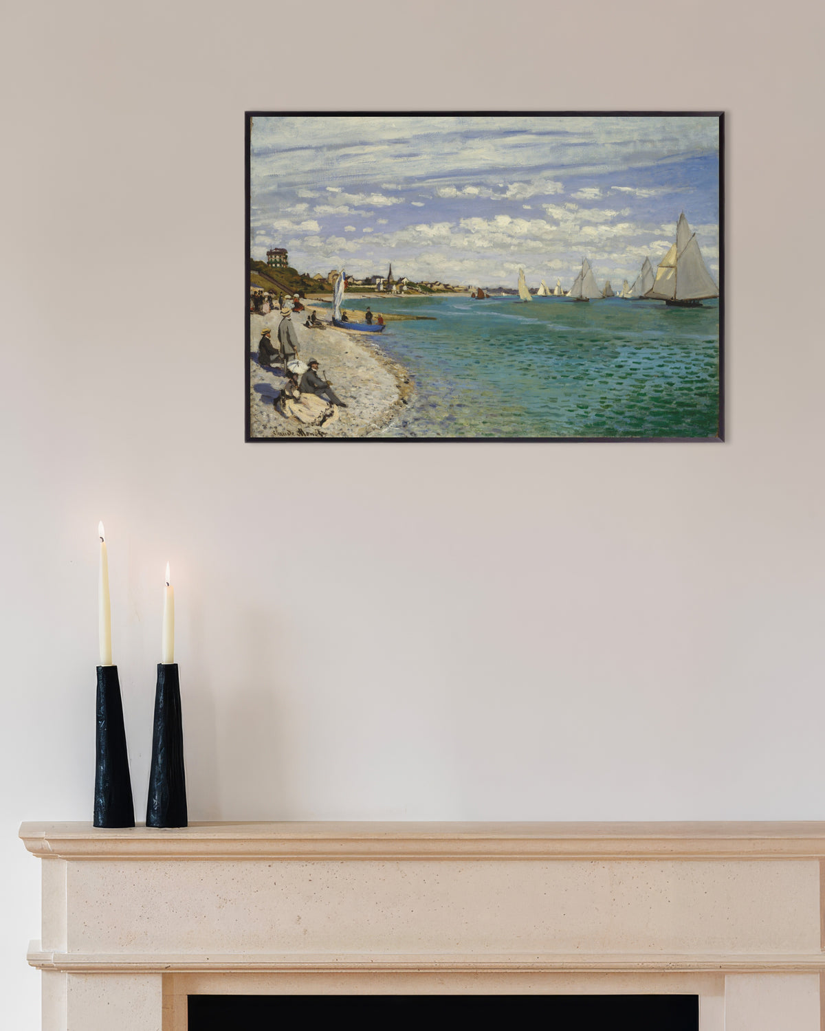 Poster of Regatta at Sainte-Adresse (1867) by Claude Monet, with metal frame