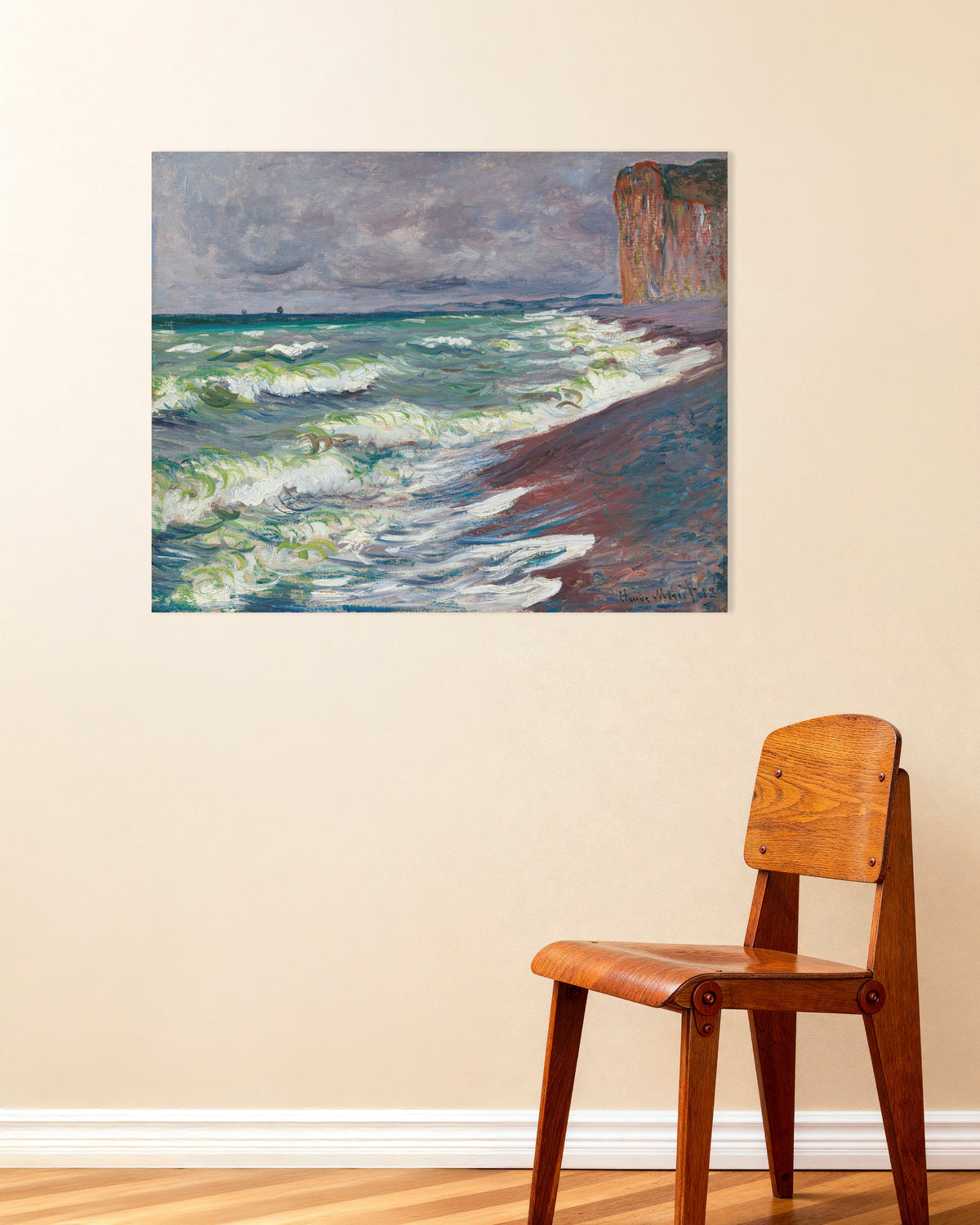 Poster of Rough Sea at Pourville (1882) by Claude Monet