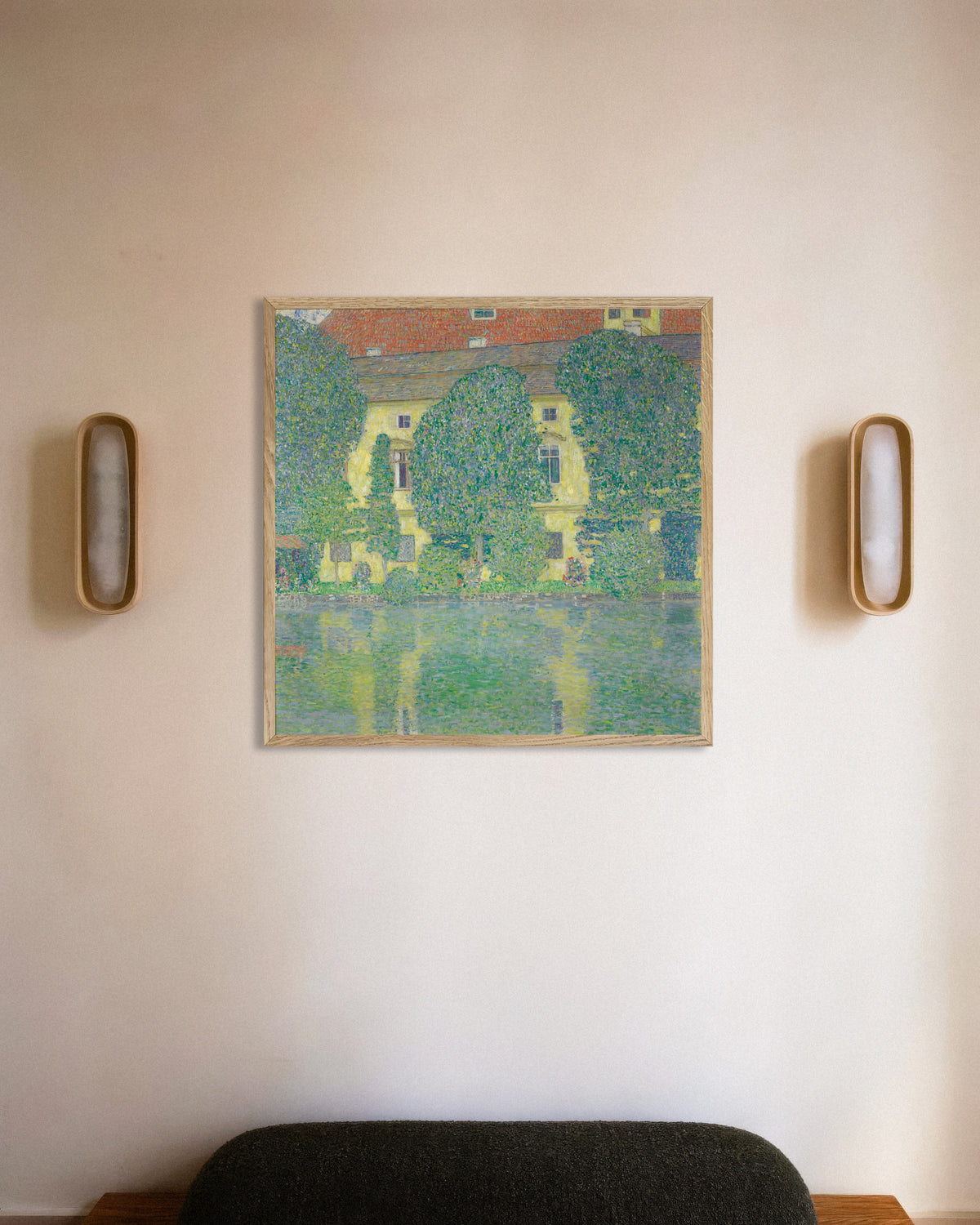 Poster of Schloss Kammer on the Attersee III (1910) by Gustav Klimt, with natural wooden frame