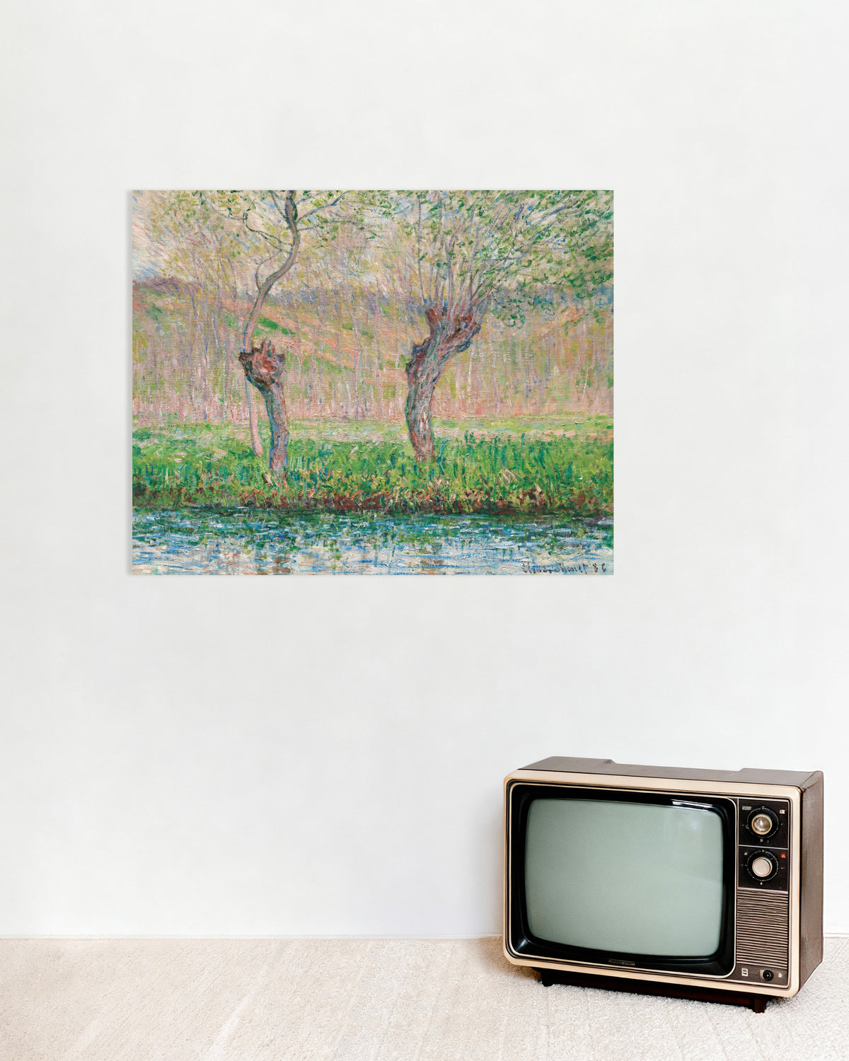 Poster of Spring, Willows (1885) by Claude Monet