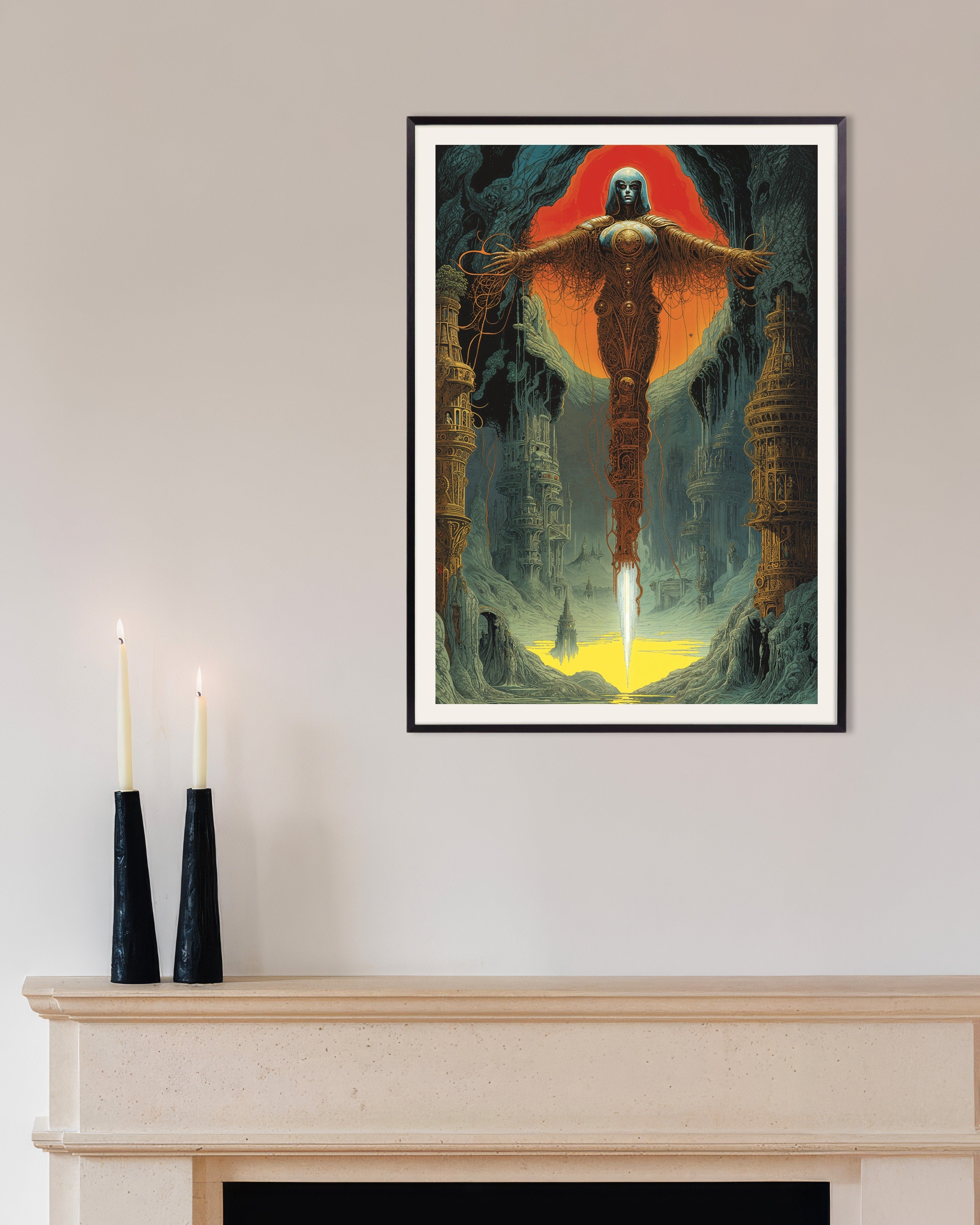 Poster of The Archangel - Techno-Byzantine Sci-Fi Poster, with metal frame