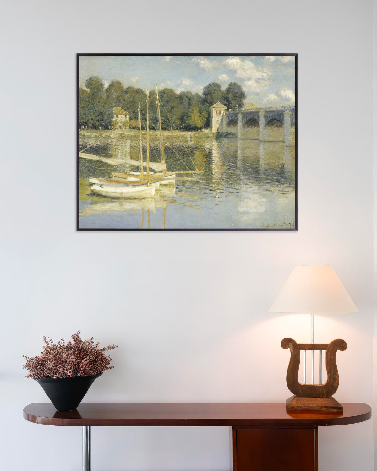 Poster of The Argenteuil Bridge (1874) by Claude Monet, with metal frame