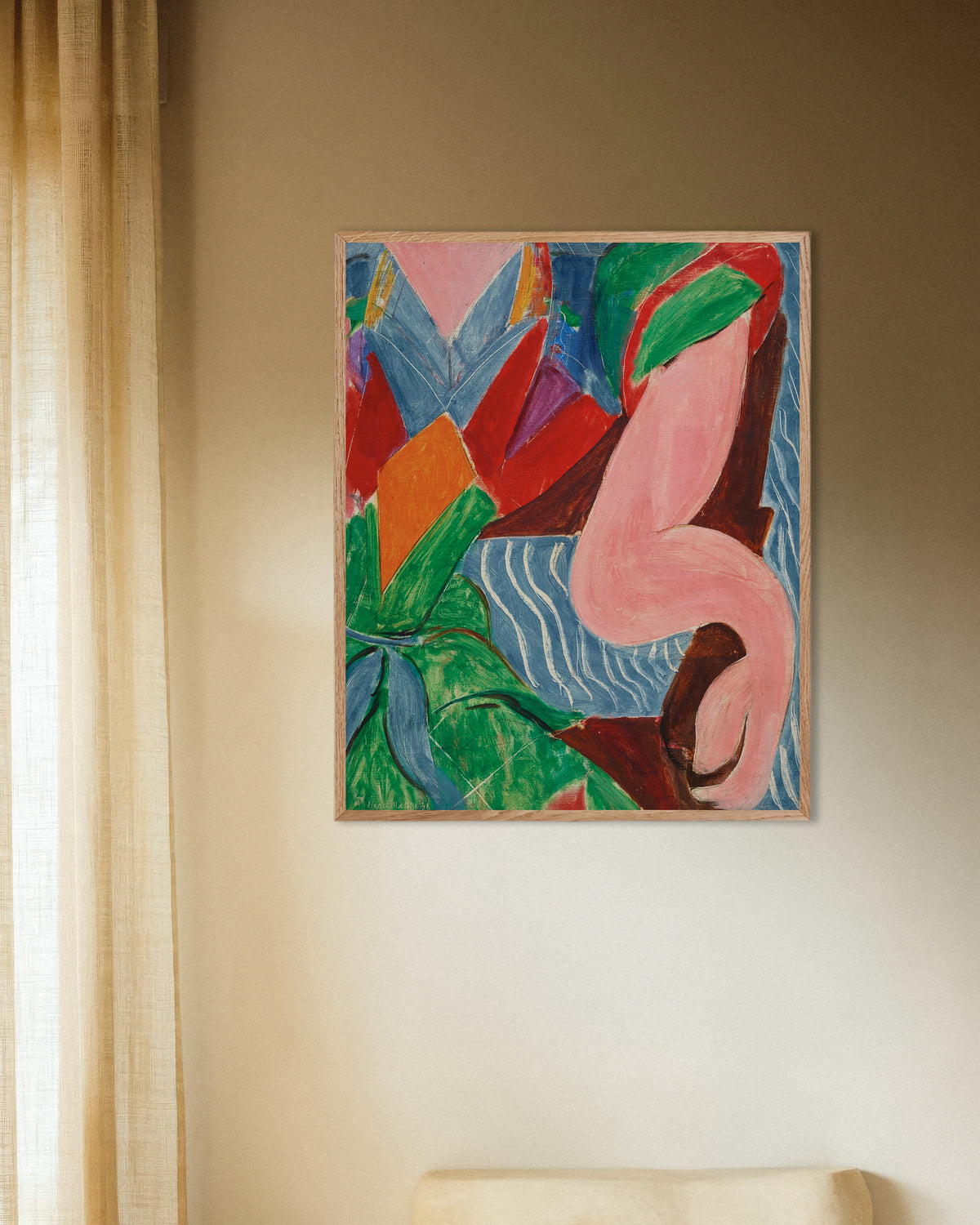 Poster of The Arm (1938) by Henri Matisse, with natural wooden frame