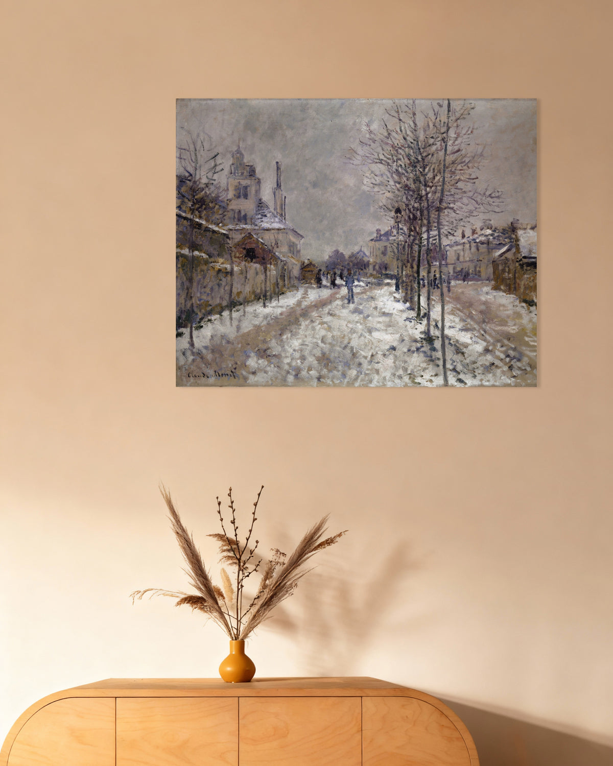 Poster of The Boulevard de Pontoise at Argenteuil, Snow (1875) by Claude Monet