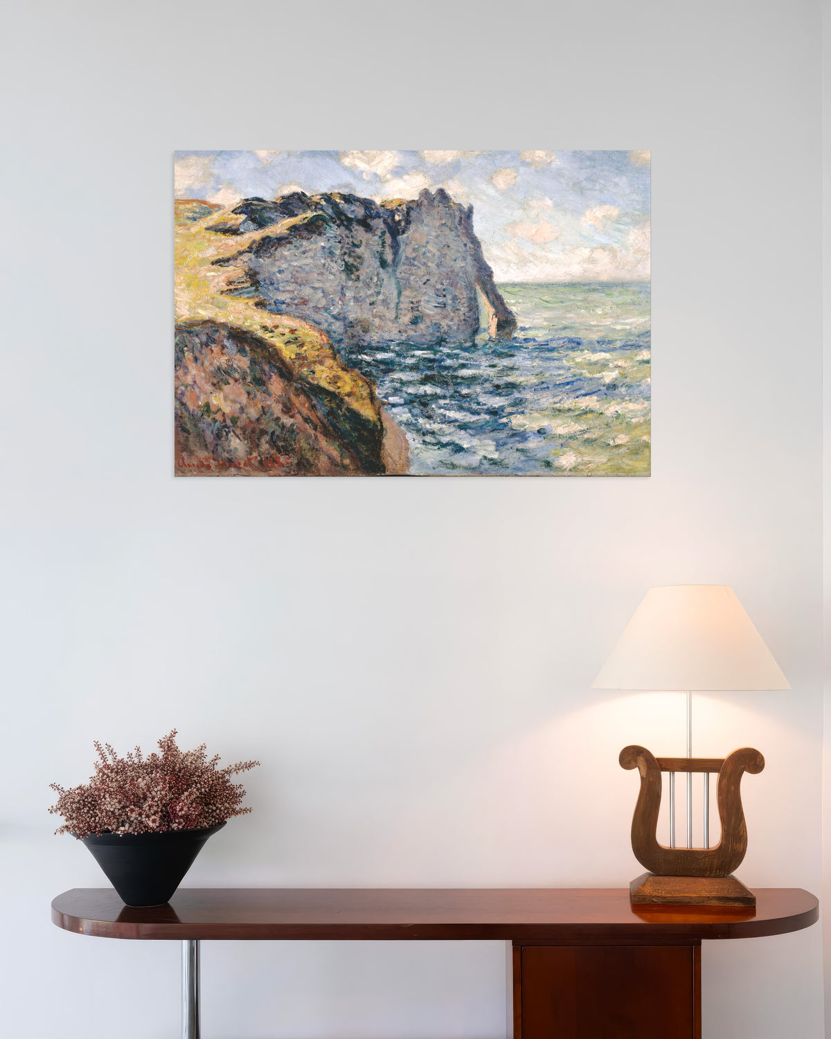 Poster of The Cliff of Aval, Étretat (1885) by Claude Monet