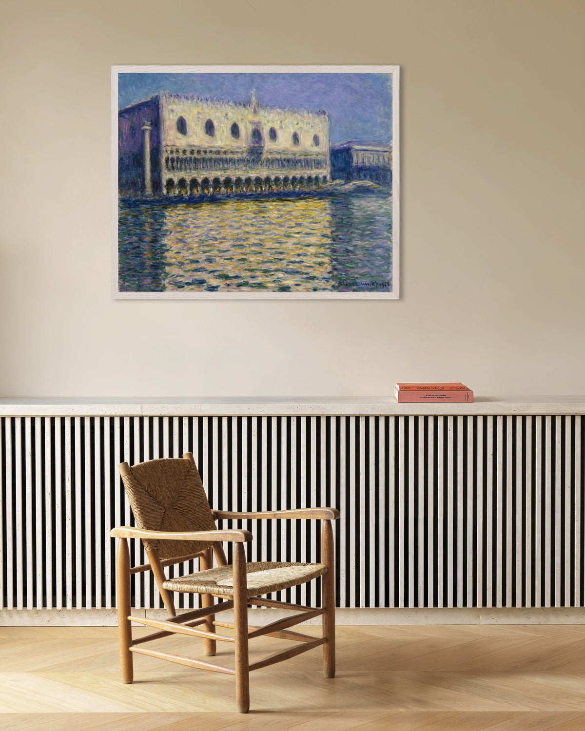 Poster of The Doge's Palace (1908) by Claude Monet, with white wooden frame