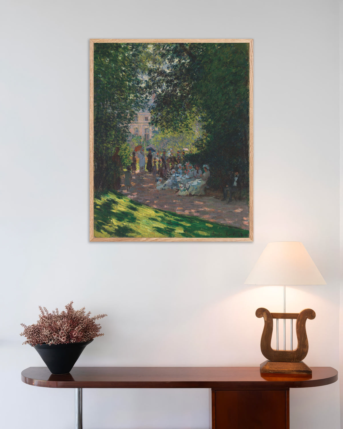 Poster of The Parc Monceau (1878) by Claude Monet, with natural wooden frame