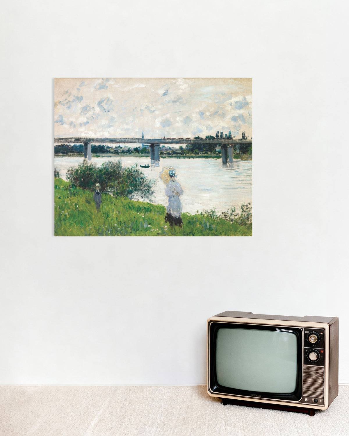 Poster of The Promenade with the Railroad Bridge, Argenteuil (1874) by Claude Monet