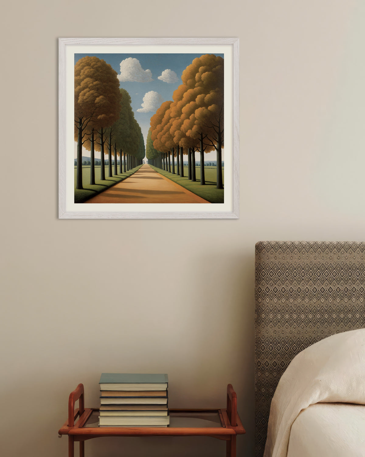The Road to Eternity poster in a white oak frame