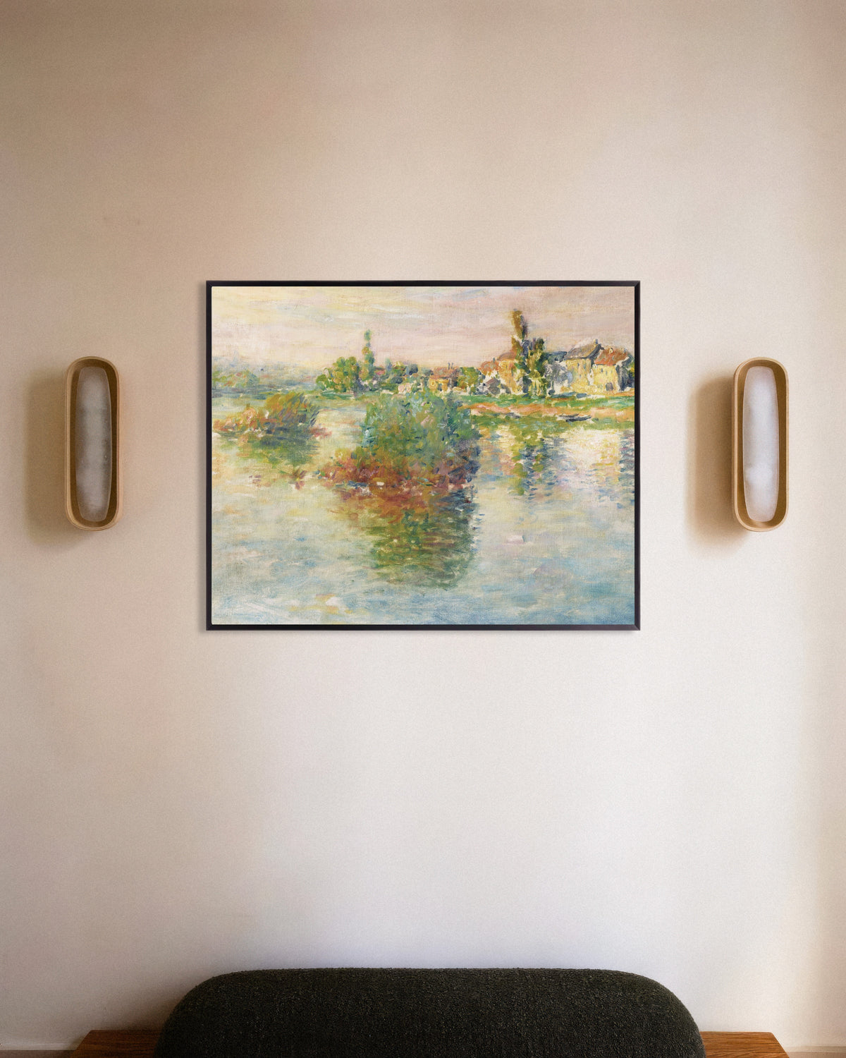 Poster of The Seine at Lavacourt (1879) by Claude Monet, with metal frame