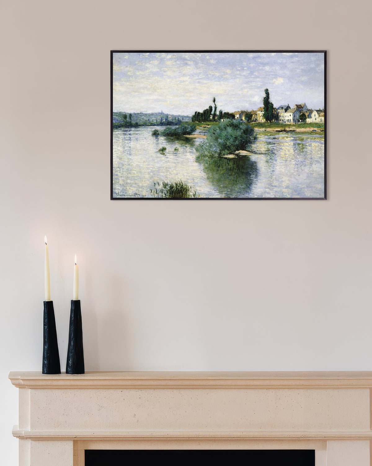Poster of The Seine at Lavacourt (1880) by Claude Monet, with metal frame