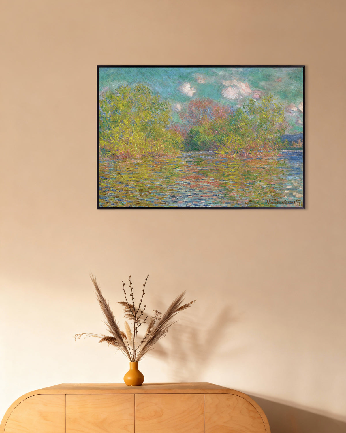 Poster of The Seine near Giverny (1888) by Claude Monet, with metal frame