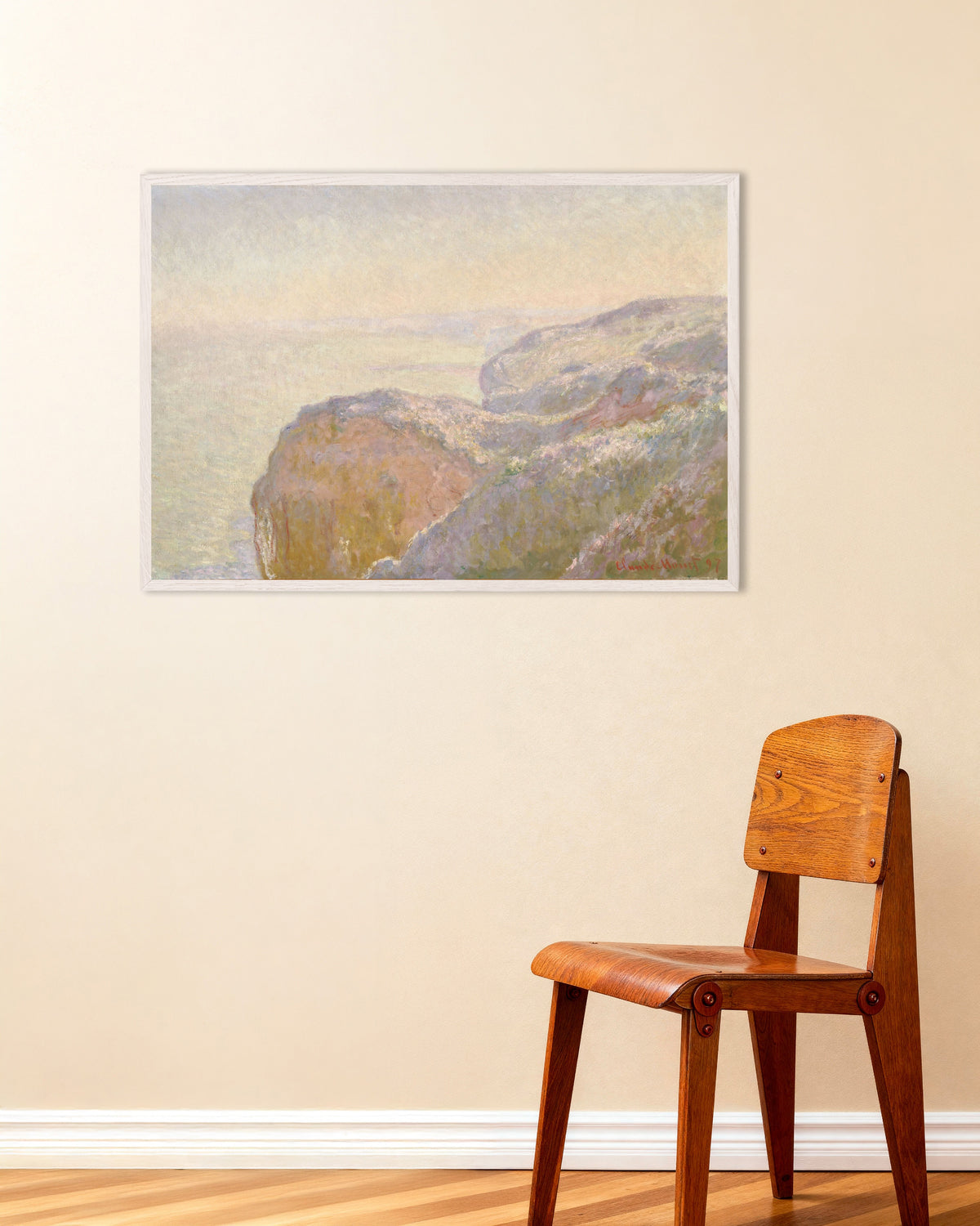Poster of Val-Saint-Nicolas, near Dieppe, Morning (1897) by Claude Monet, with white wooden frame