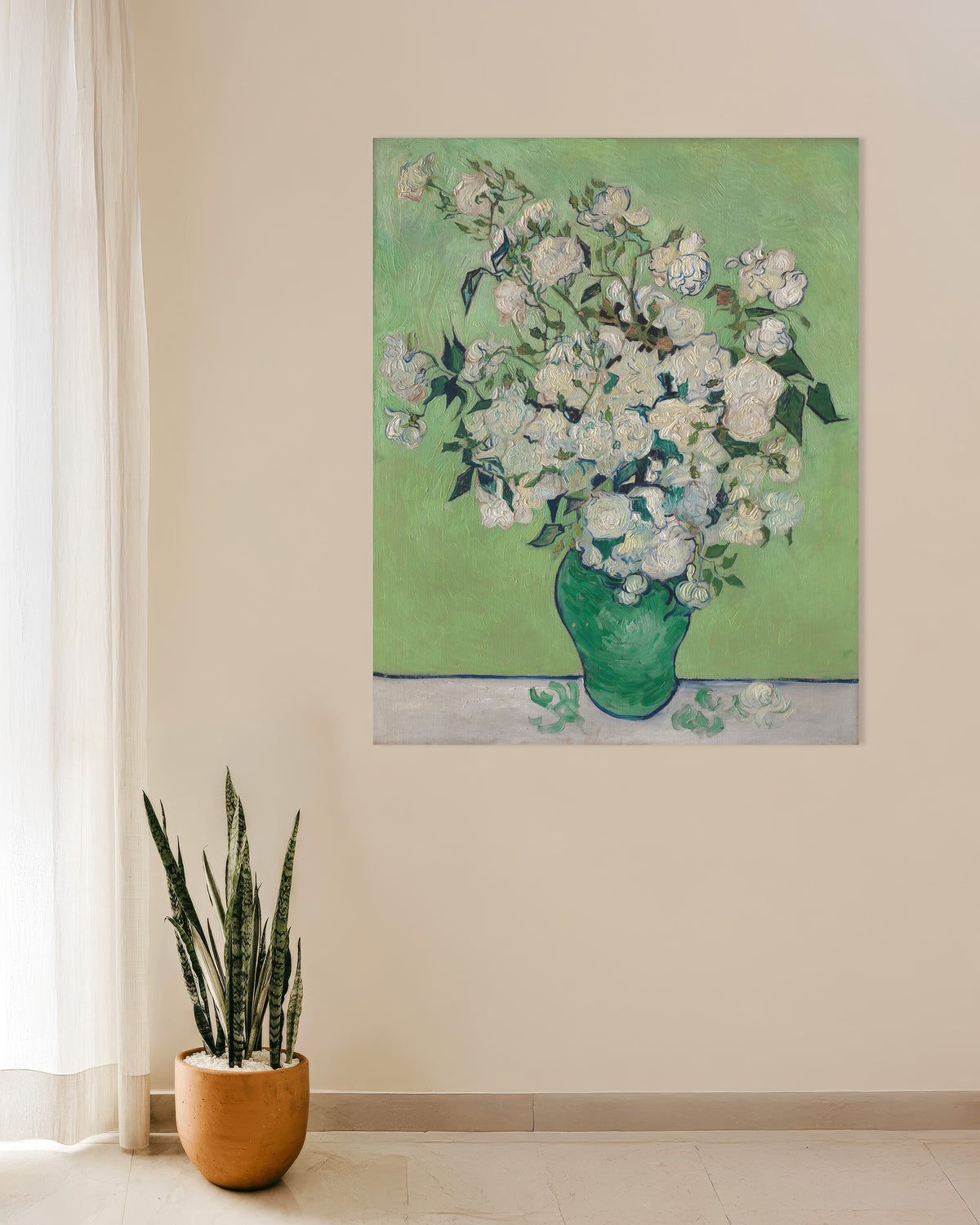 Poster of Vase of Roses (1890) by Vincent van Gogh