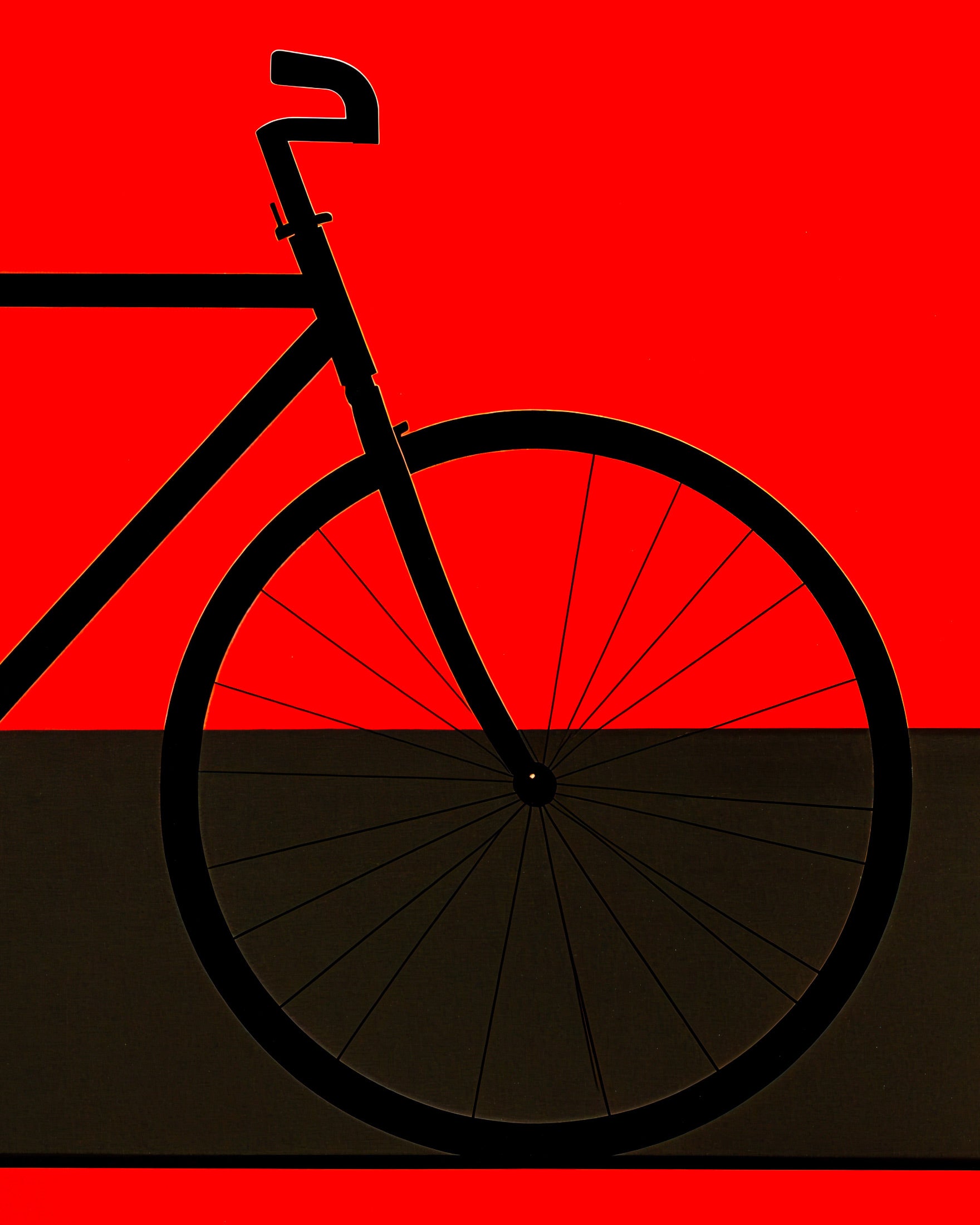 Geometric abstract art print featuring a bike – perfect for adding a modern touch to your Kiwi pad.
