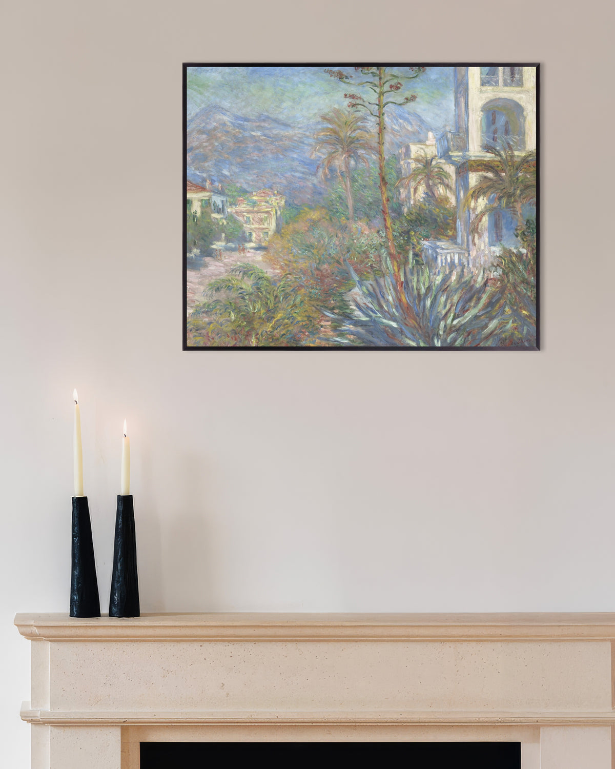 Poster of Villas at Bordighera (1884) by Claude Monet, with metal frame