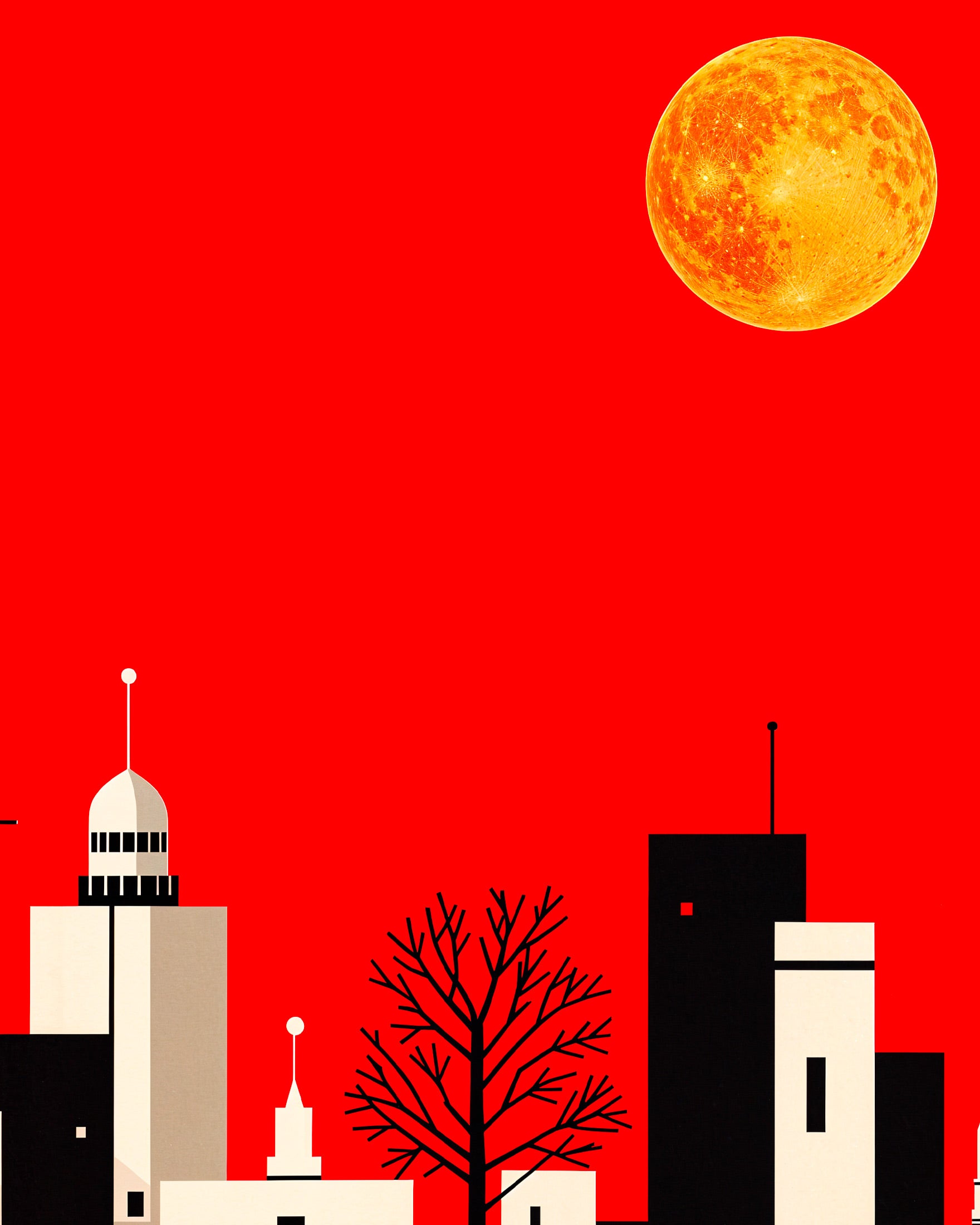 Urban skyline with full moon print – Poster