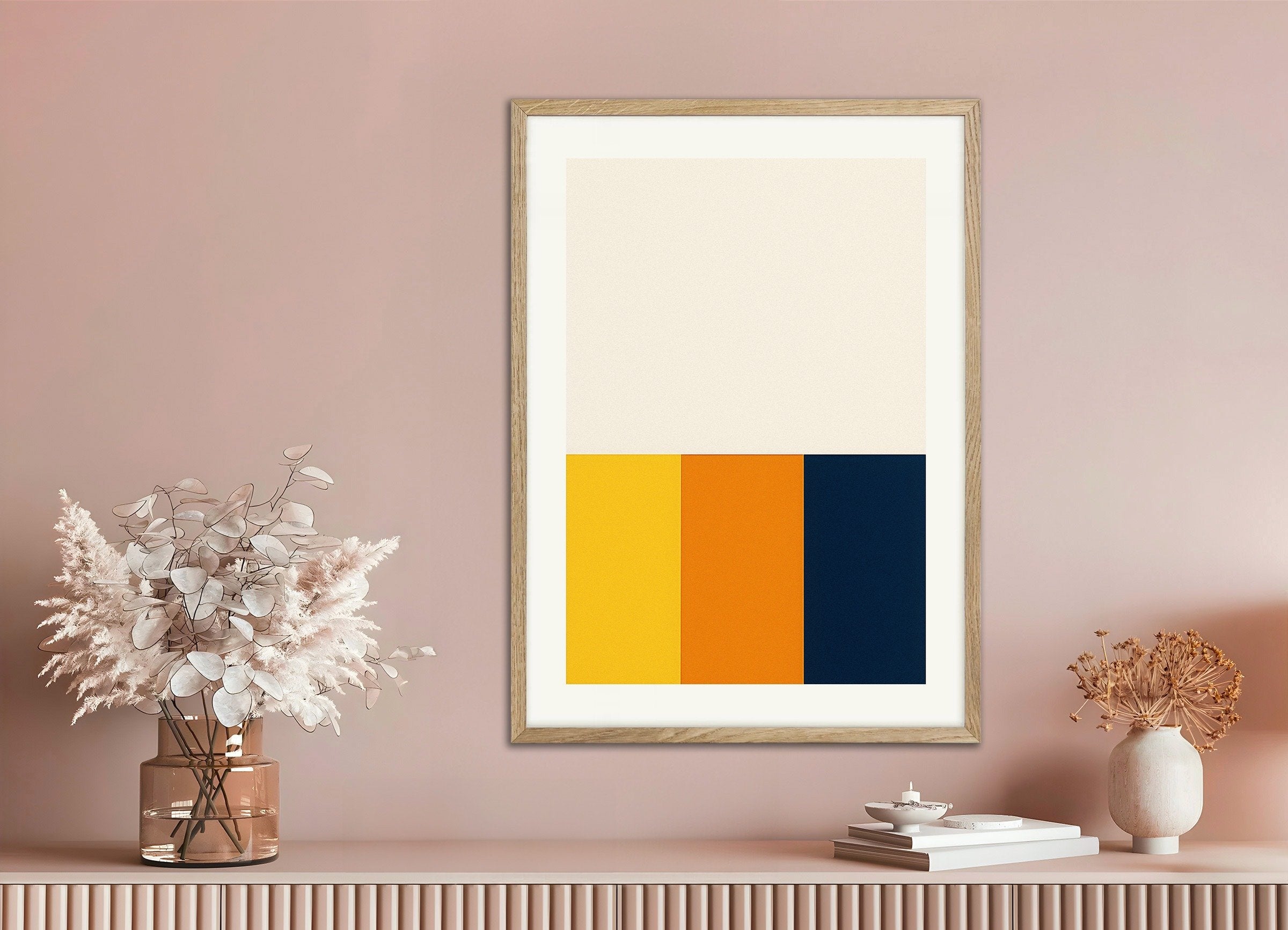 Poster of Vintage Colors Print, with natural wooden frame