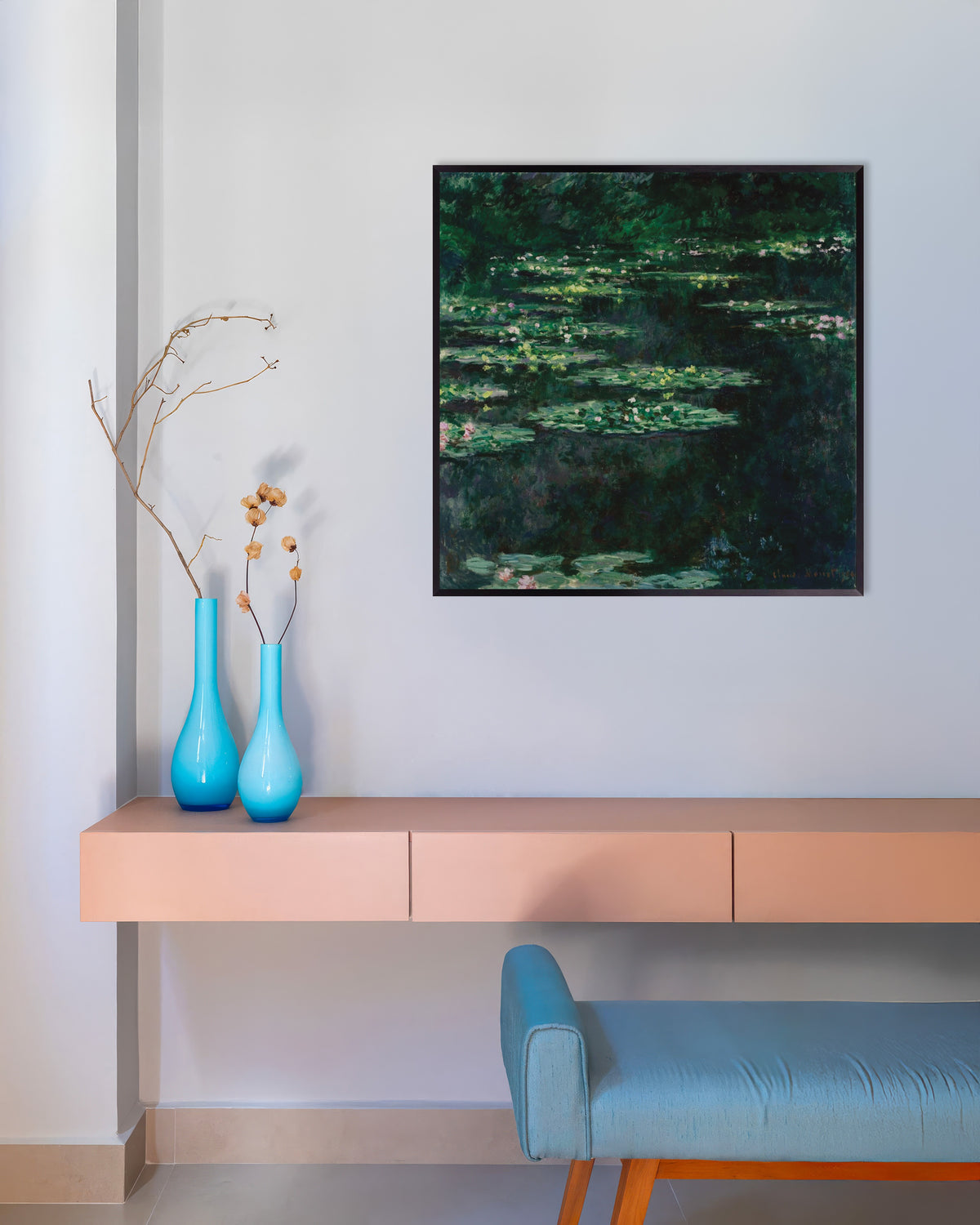 Poster of Water Lilies (1904) by Claude Monet, with metal frame