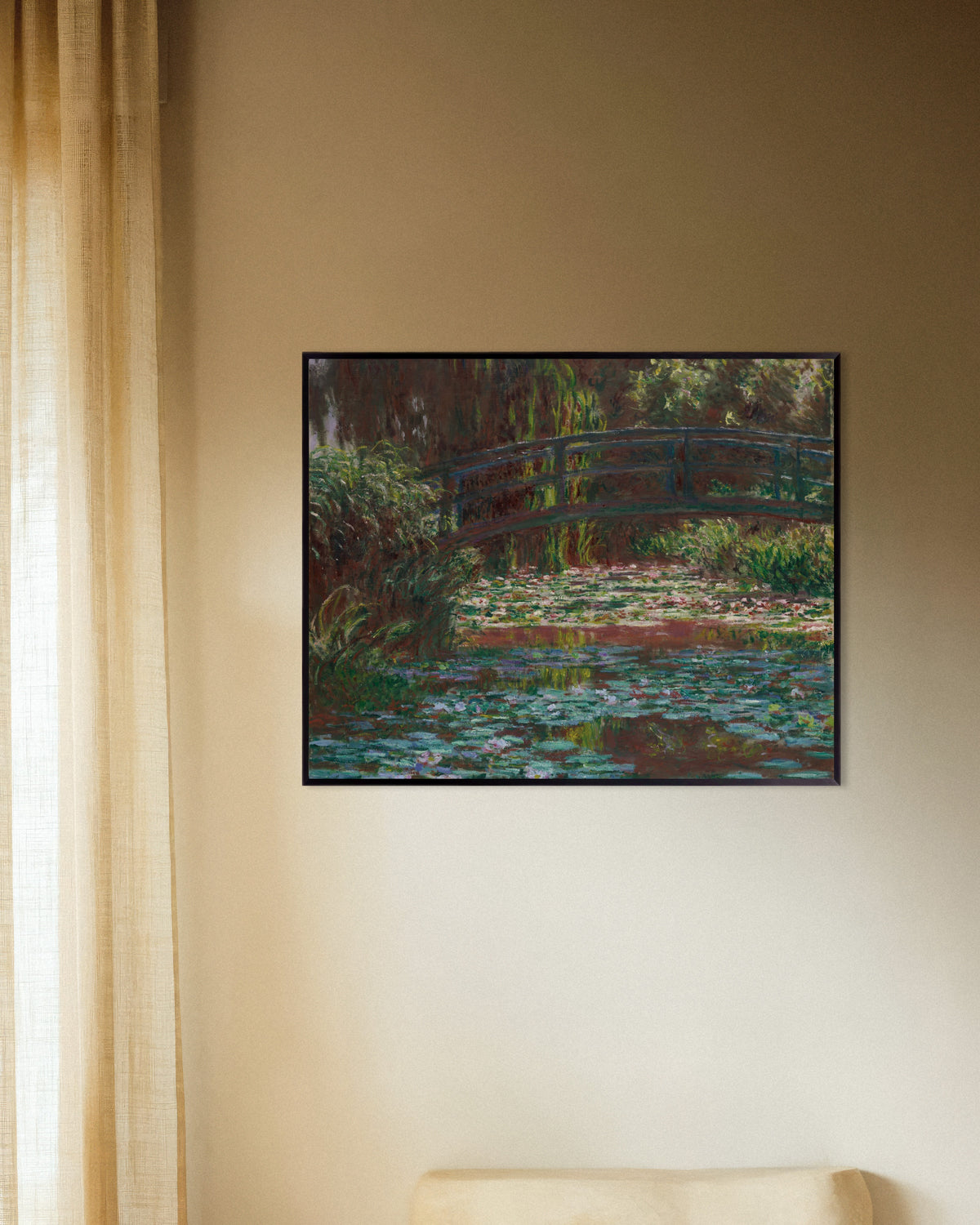 Poster of Water Lily Pond (1900) by Claude Monet, with metal frame