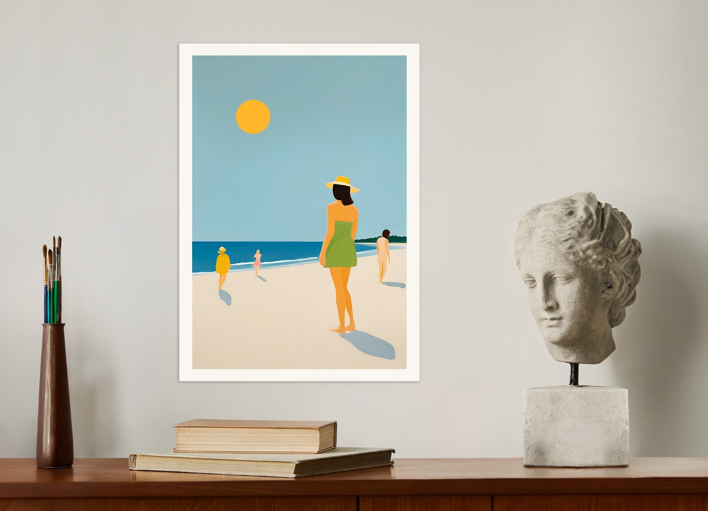 Poster of We Are Happy on the Beach - Golden Summer Art Print