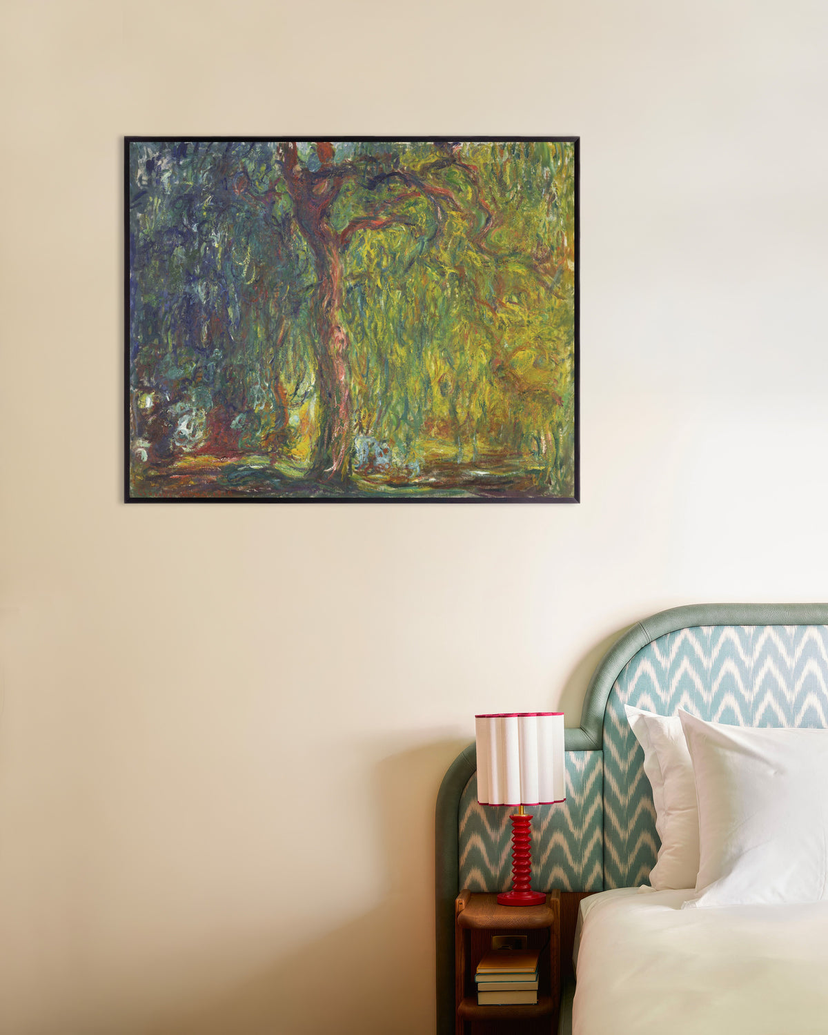 Poster of Weeping Willow (1918–1919) by Claude Monet, with metal frame