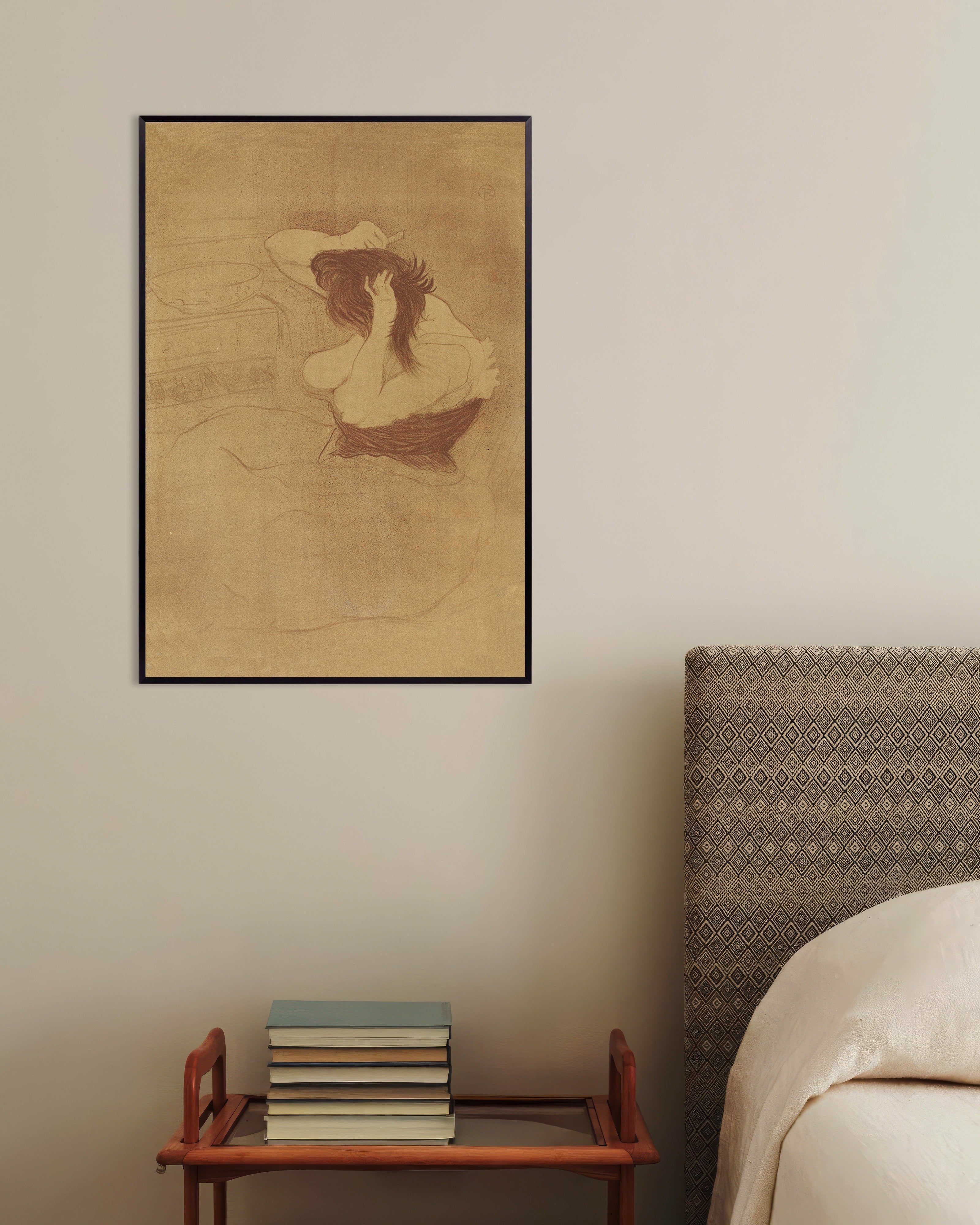 Poster of Woman combing her hair (Femme qui se peigne) (1896) by Henri de Toulouse-Lautrec, with metal frame