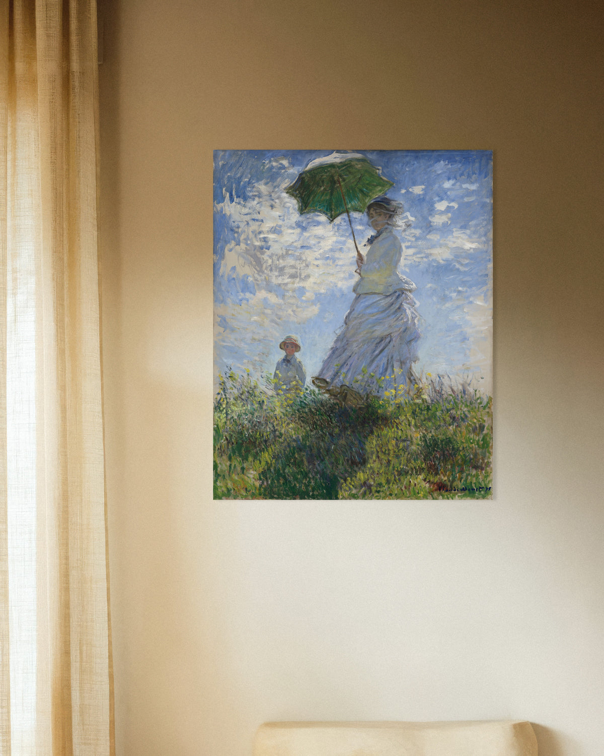 Poster of Woman with a Parasol, Madame Monet and Her Son (1875) by Claude Monet