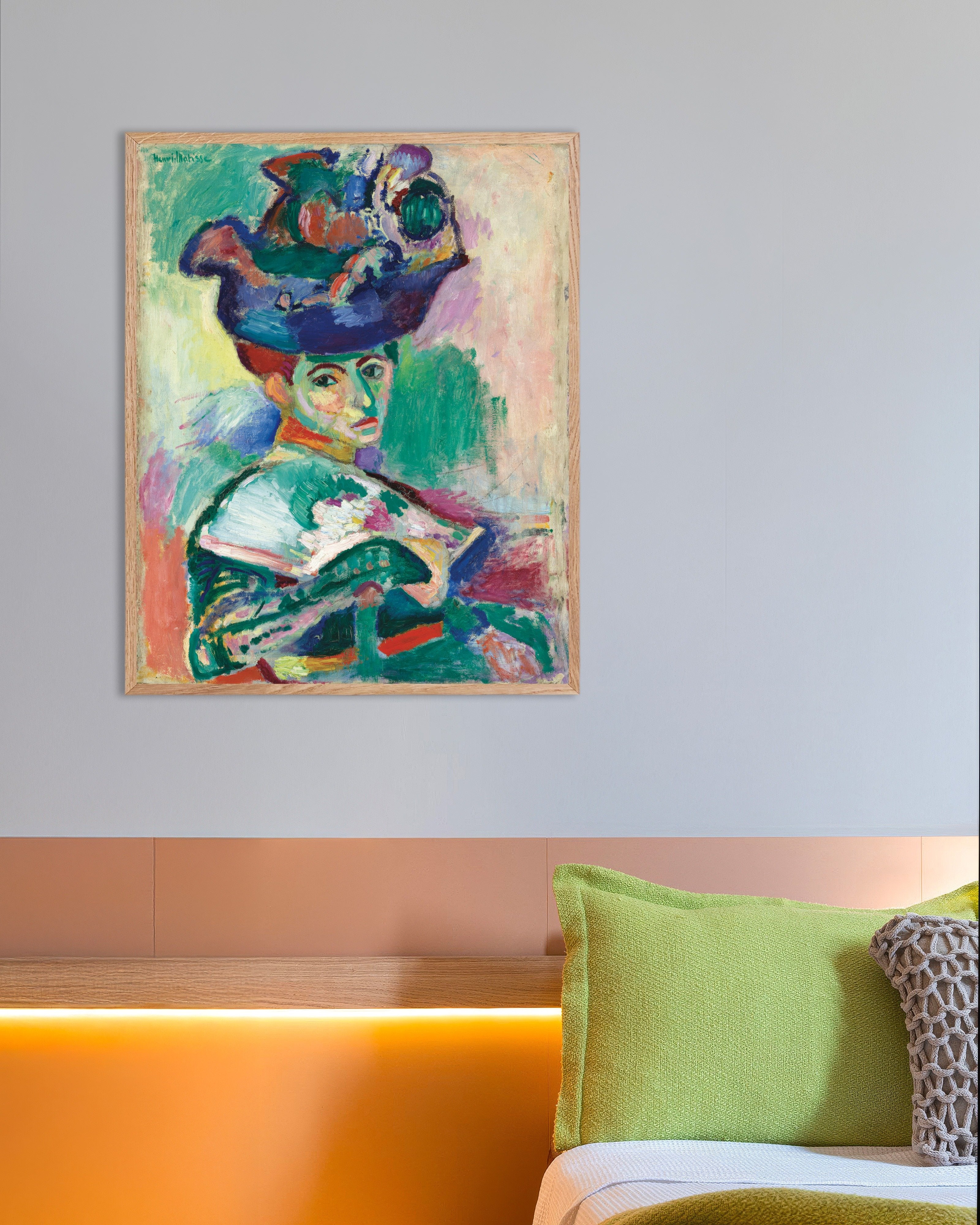 Poster of Woman with the hat (1905) by Henri Matisse - Poster, with natural wooden frame