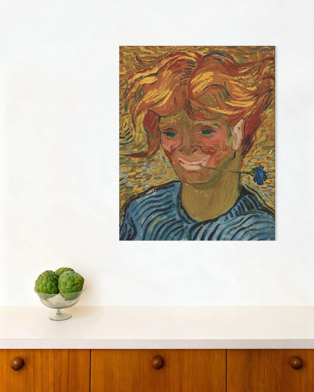 Poster of Young Man with a Cornflower (1890) by Vincent van Gogh