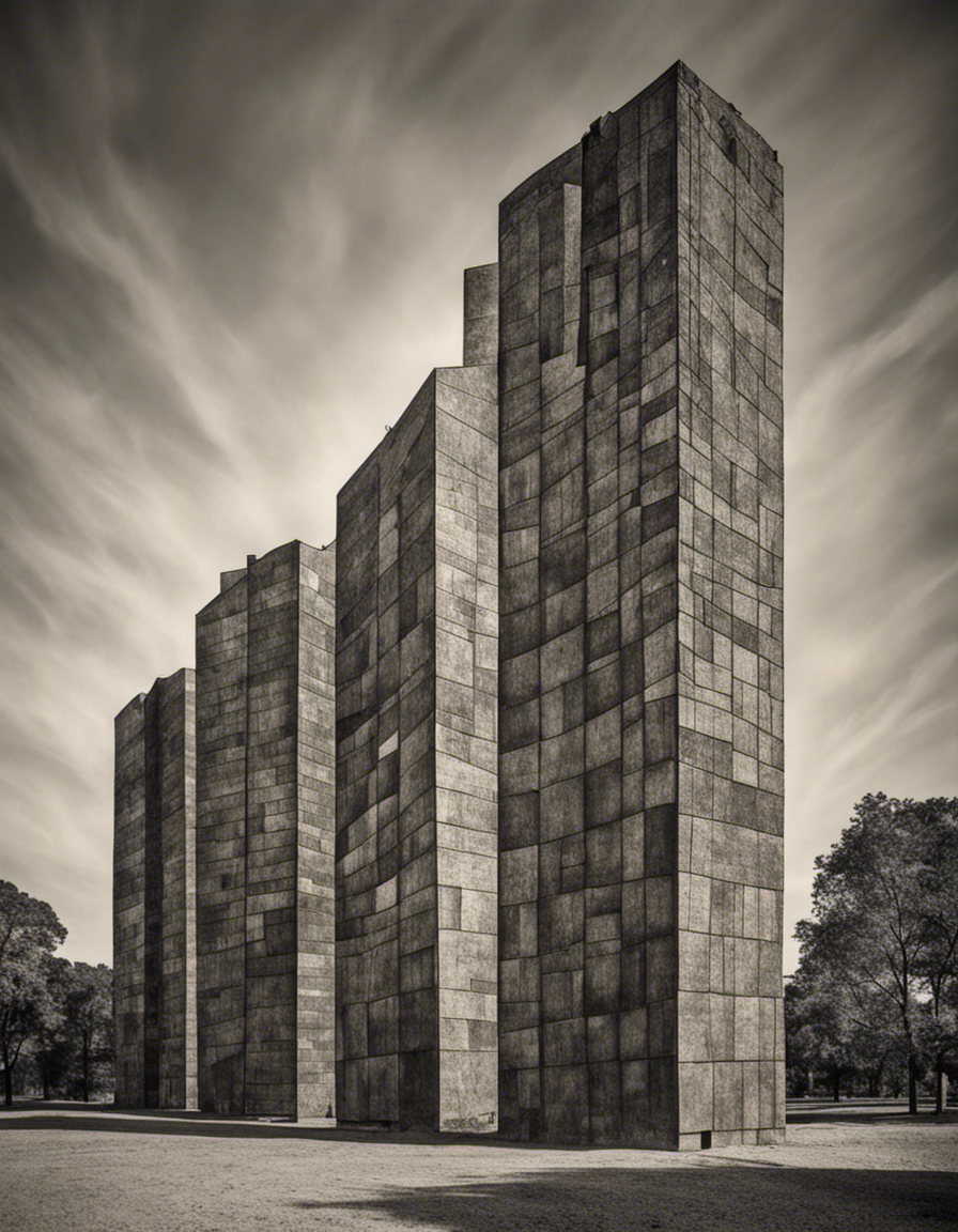 Abstract designs featuring imaginative forms, rugged brutalist architecture – Poster