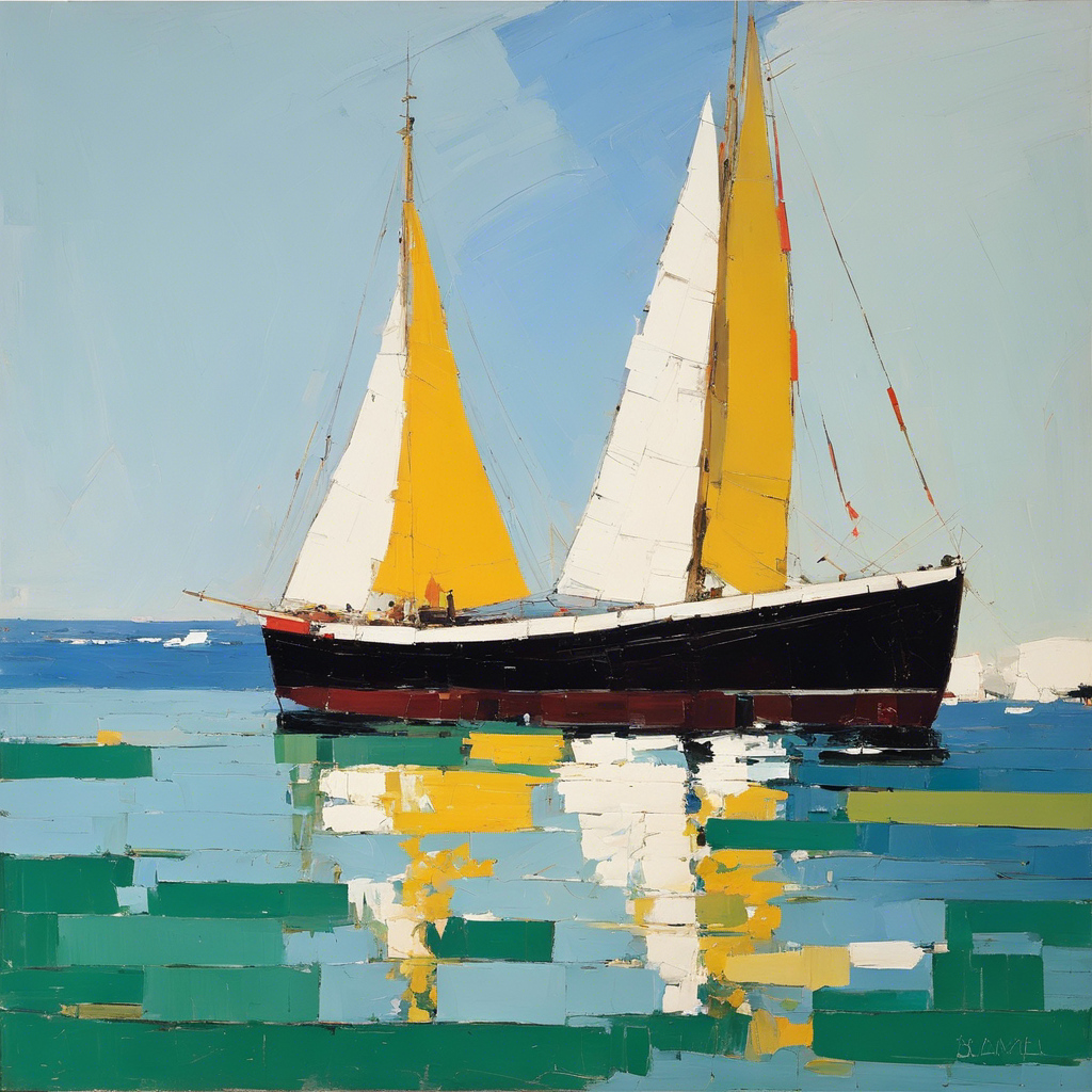 Abstract Art, sailing boat - Poster
