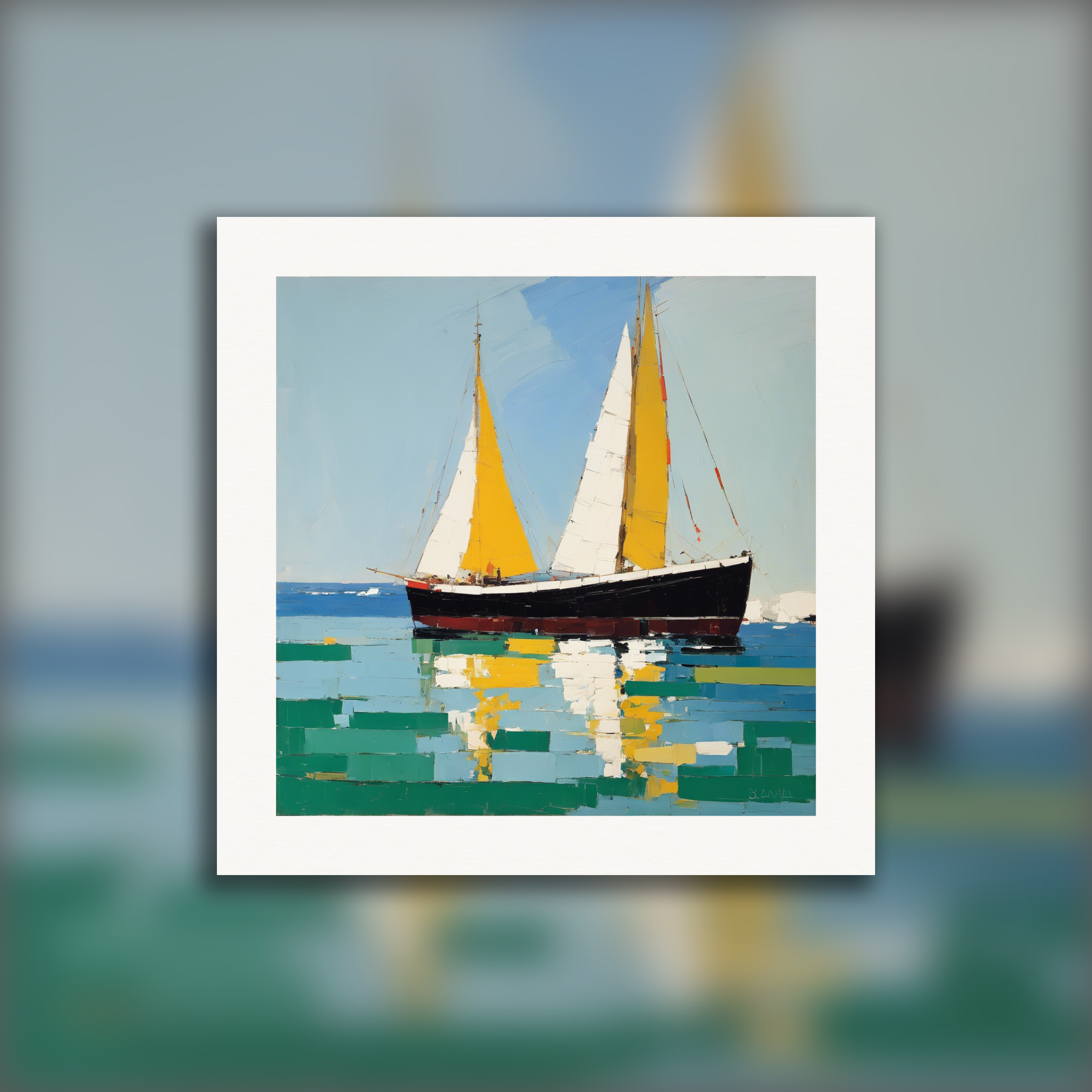 Abstract Art, sailing boat - Poster
