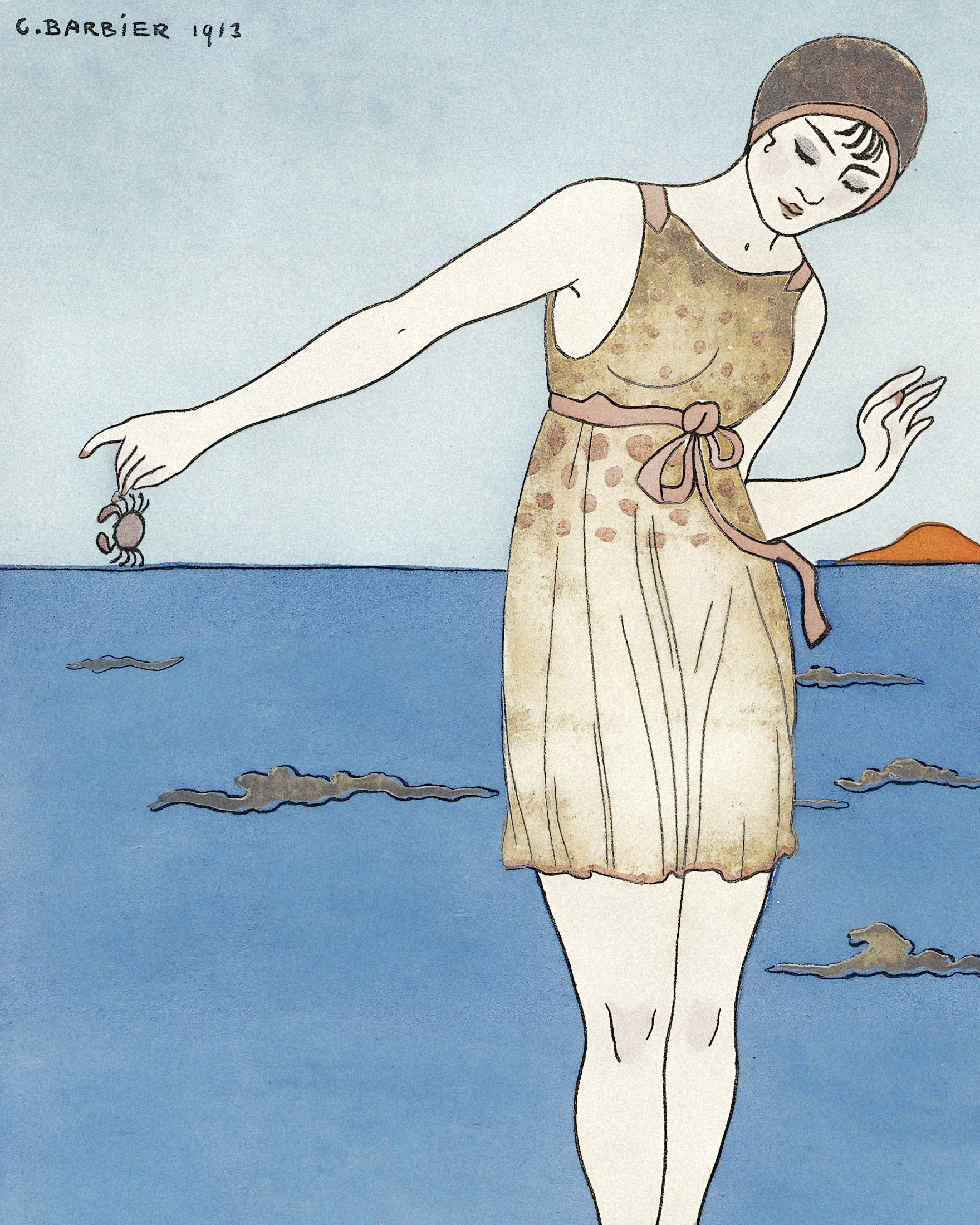 "Costume de Bain" by Georges Barbier (1913) - Art Deco Poster
