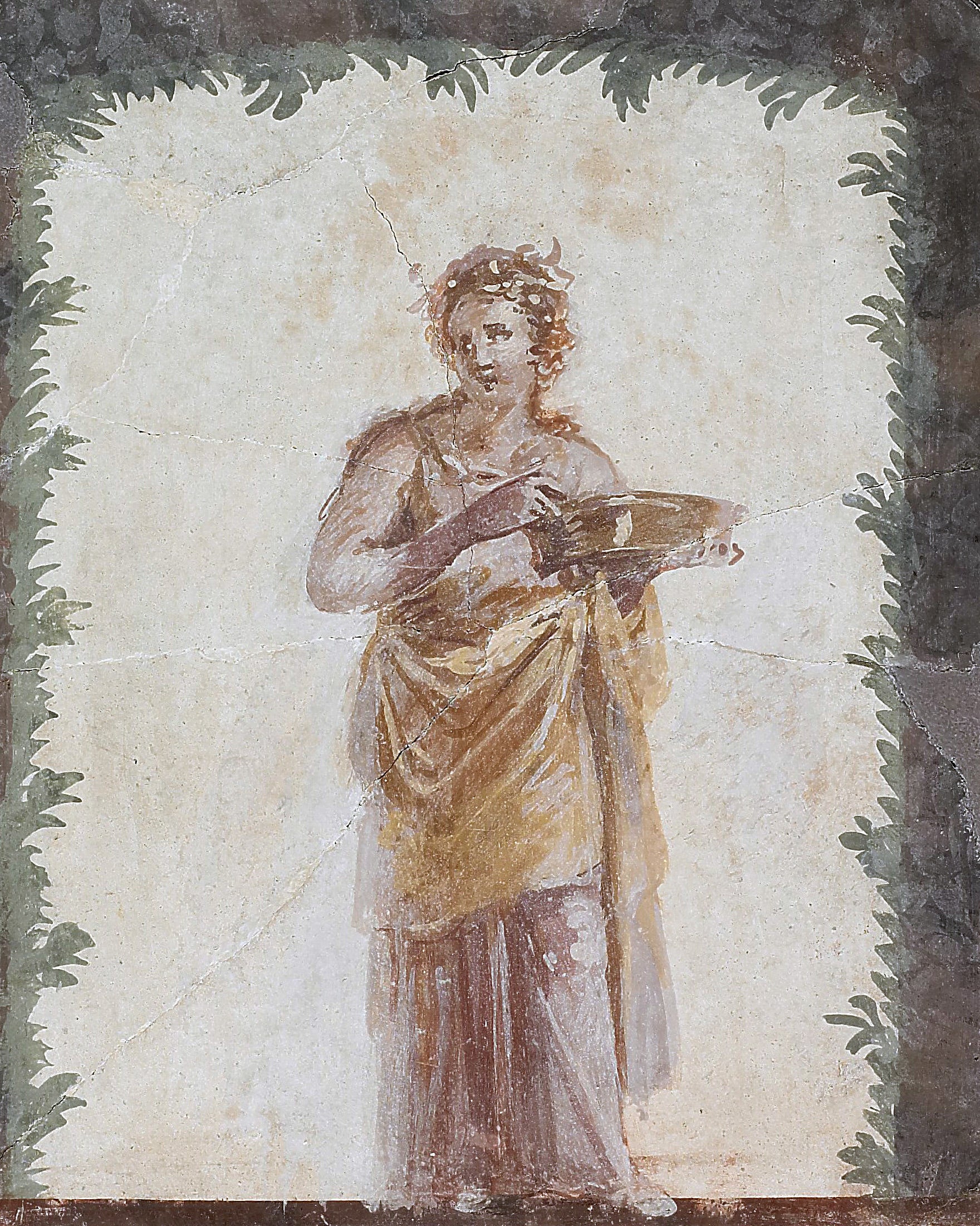 Pompeii Fresco Fragment with Maenad and Peacock Art Print