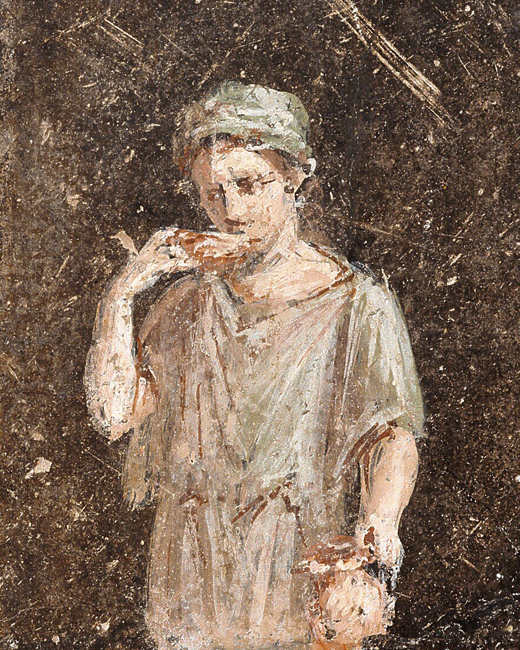 Roman Fresco Fragment Woman on Balcony - Second Style Wall Painting Poster