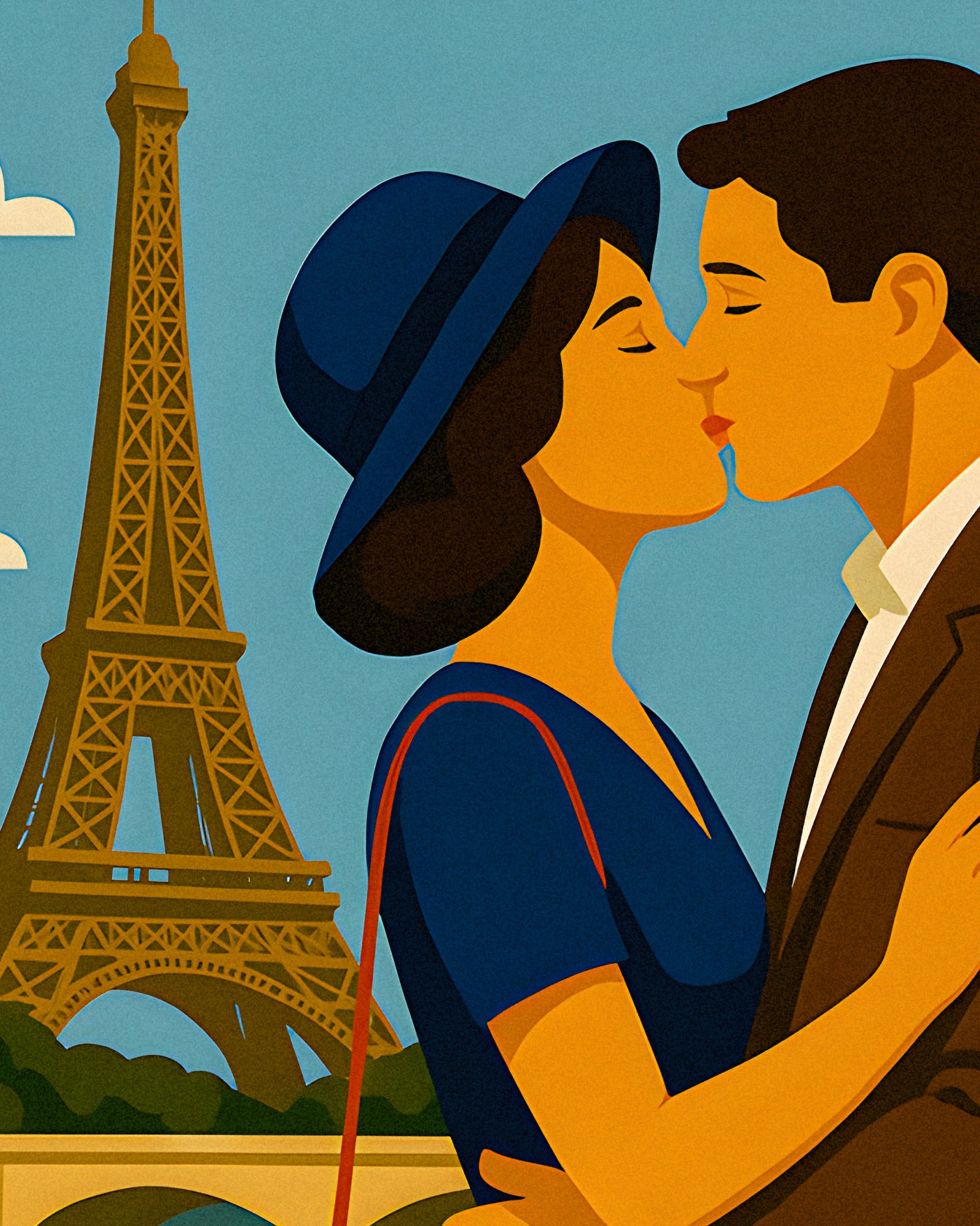 Paris Sweethearts Print – Charming Retro-Style Artwork