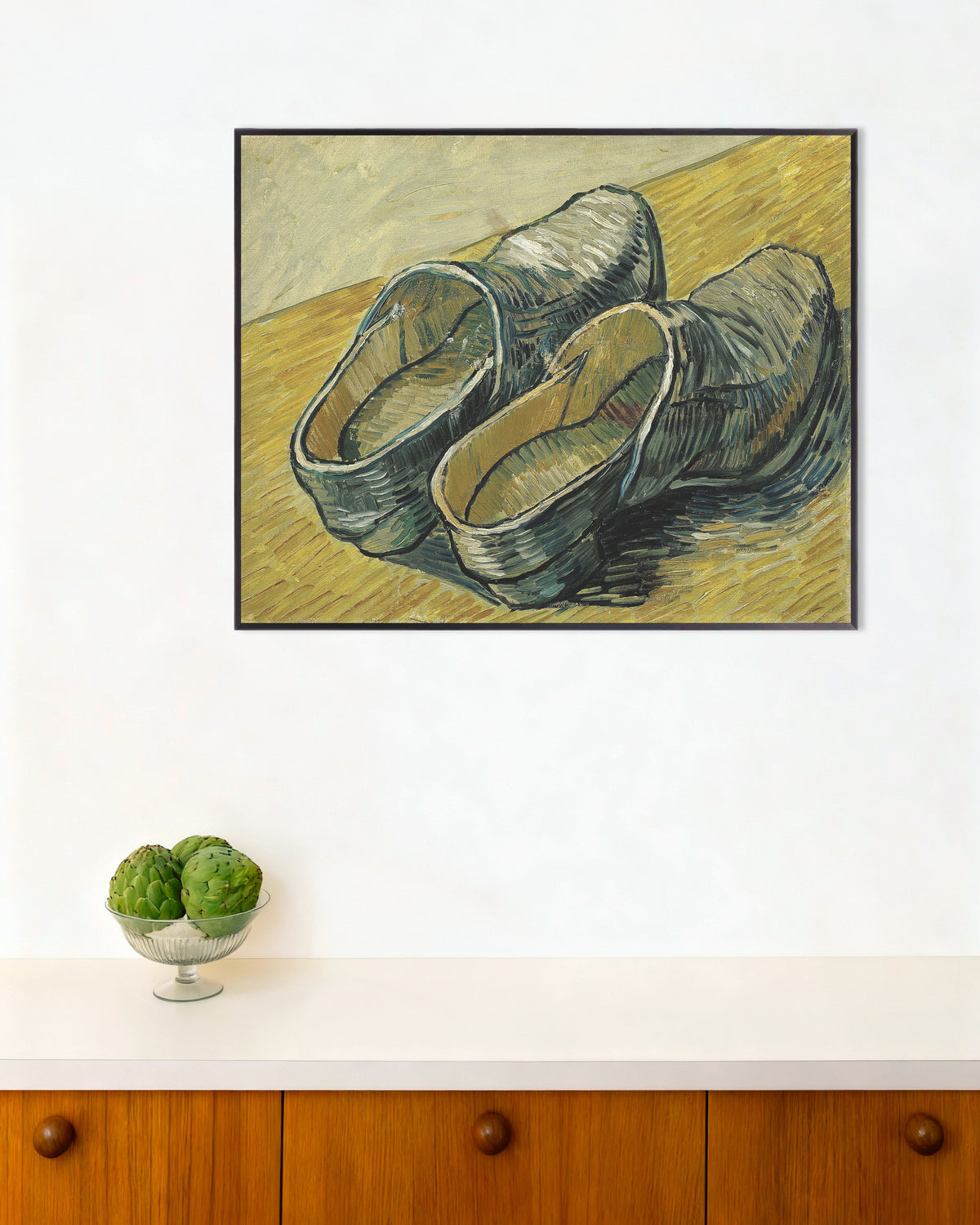 Poster of A Pair of Leather Clogs (1888) by Vincent van Gogh, with metal frame