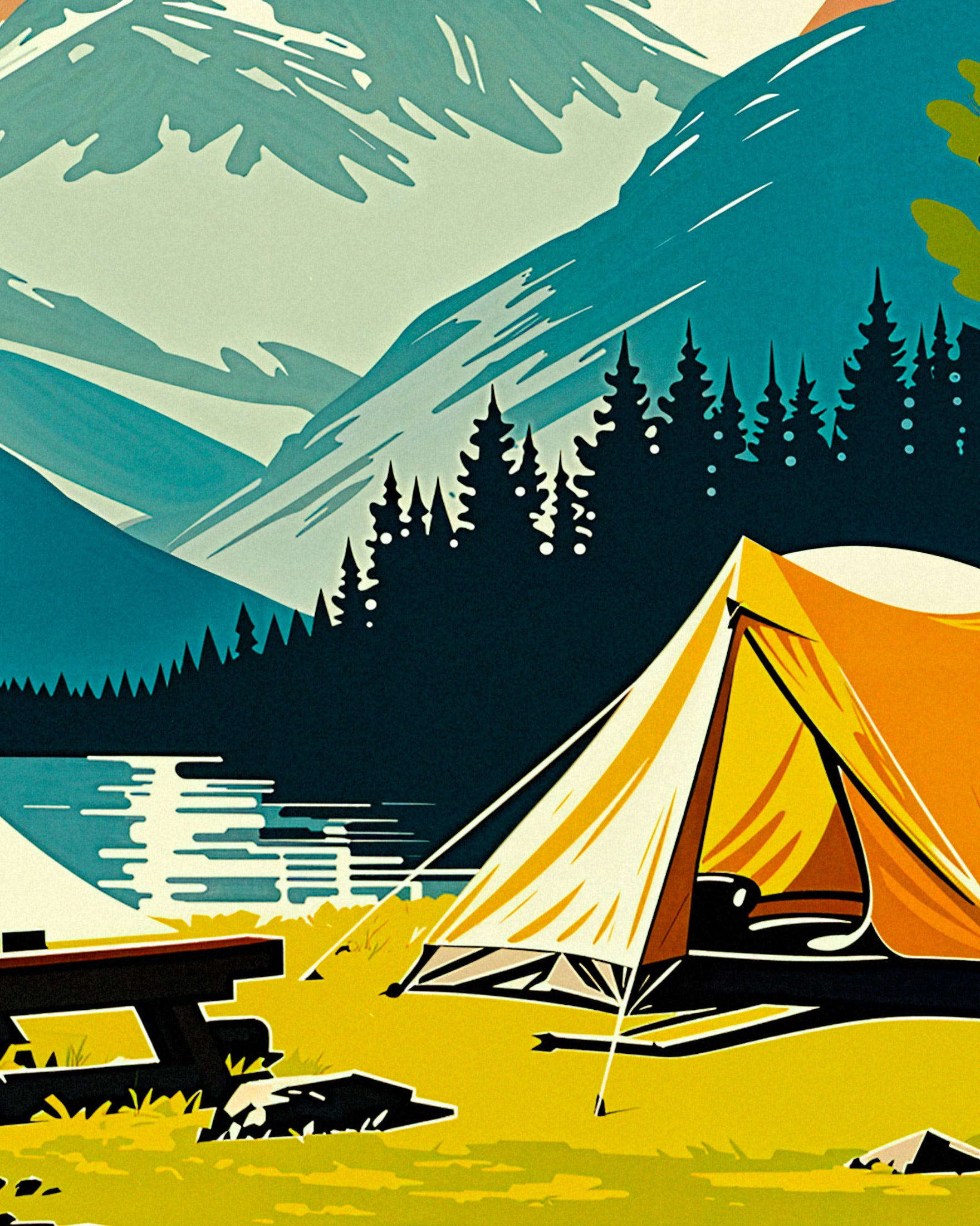 Outdoor adventure print, wild camping escapades and exploring the great outdoors