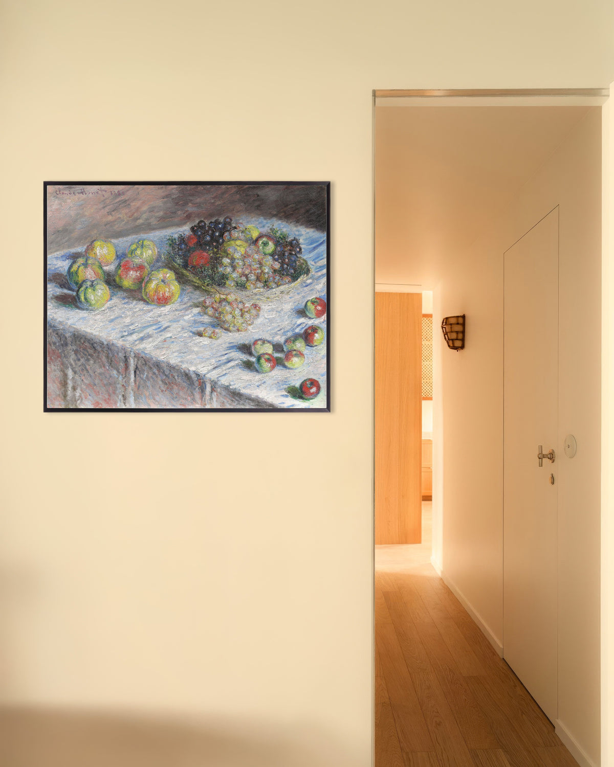 Poster of Apples and Grapes (1880) by Claude Monet, with metal frame