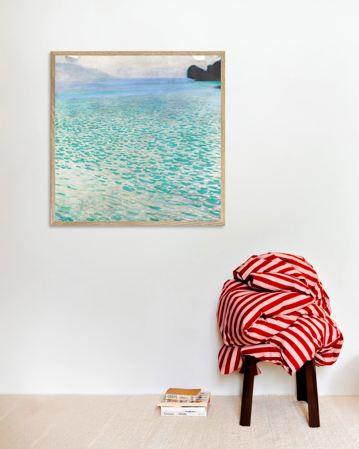 Poster of Attersee (1900) by Gustav Klimt, with natural wooden frame