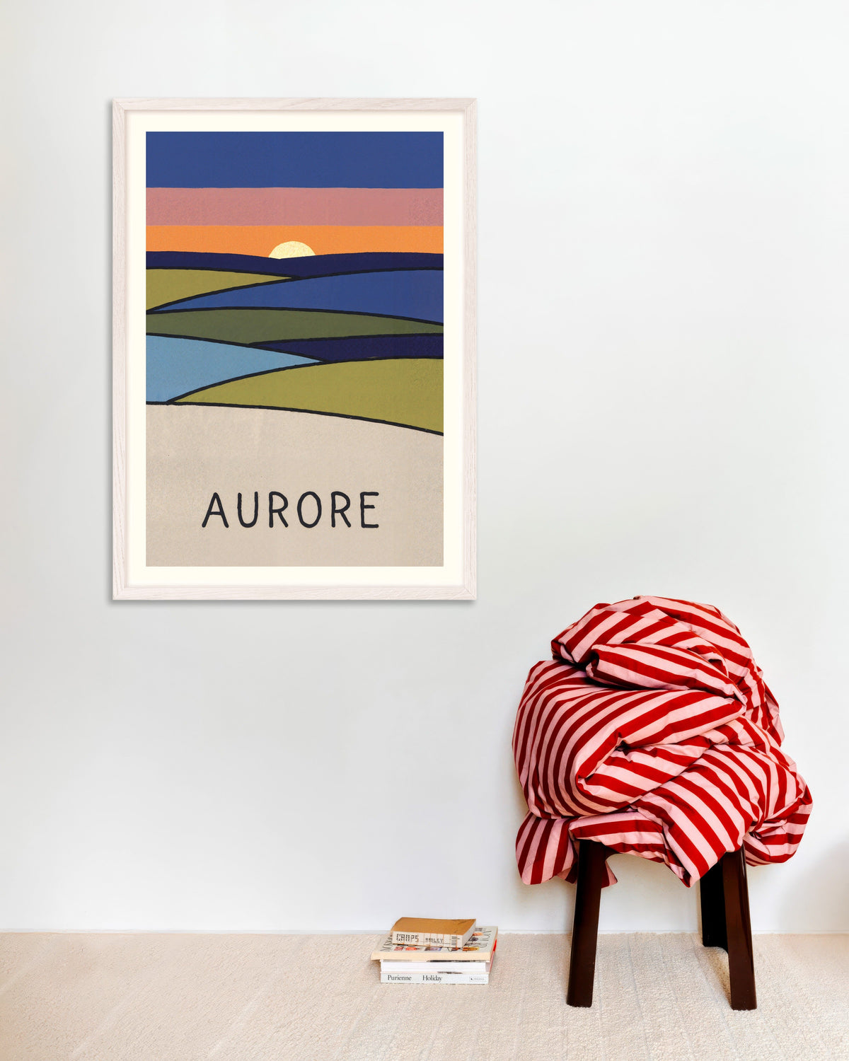 Poster of Aurore - Sunrise Landscape Poster, with white wooden frame