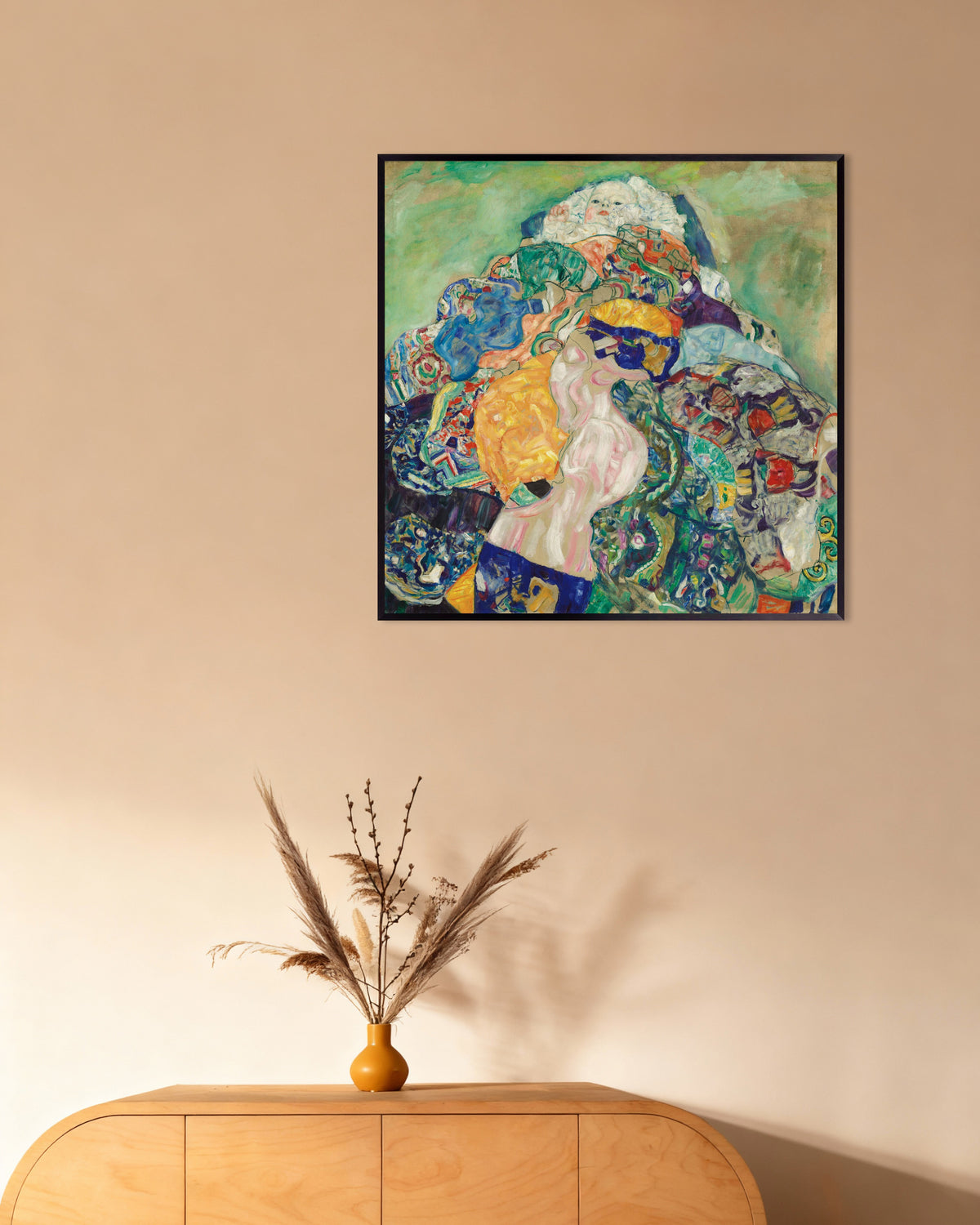 Poster of Baby (Cradle) (1917–1918) by Gustav Klimt, with metal frame