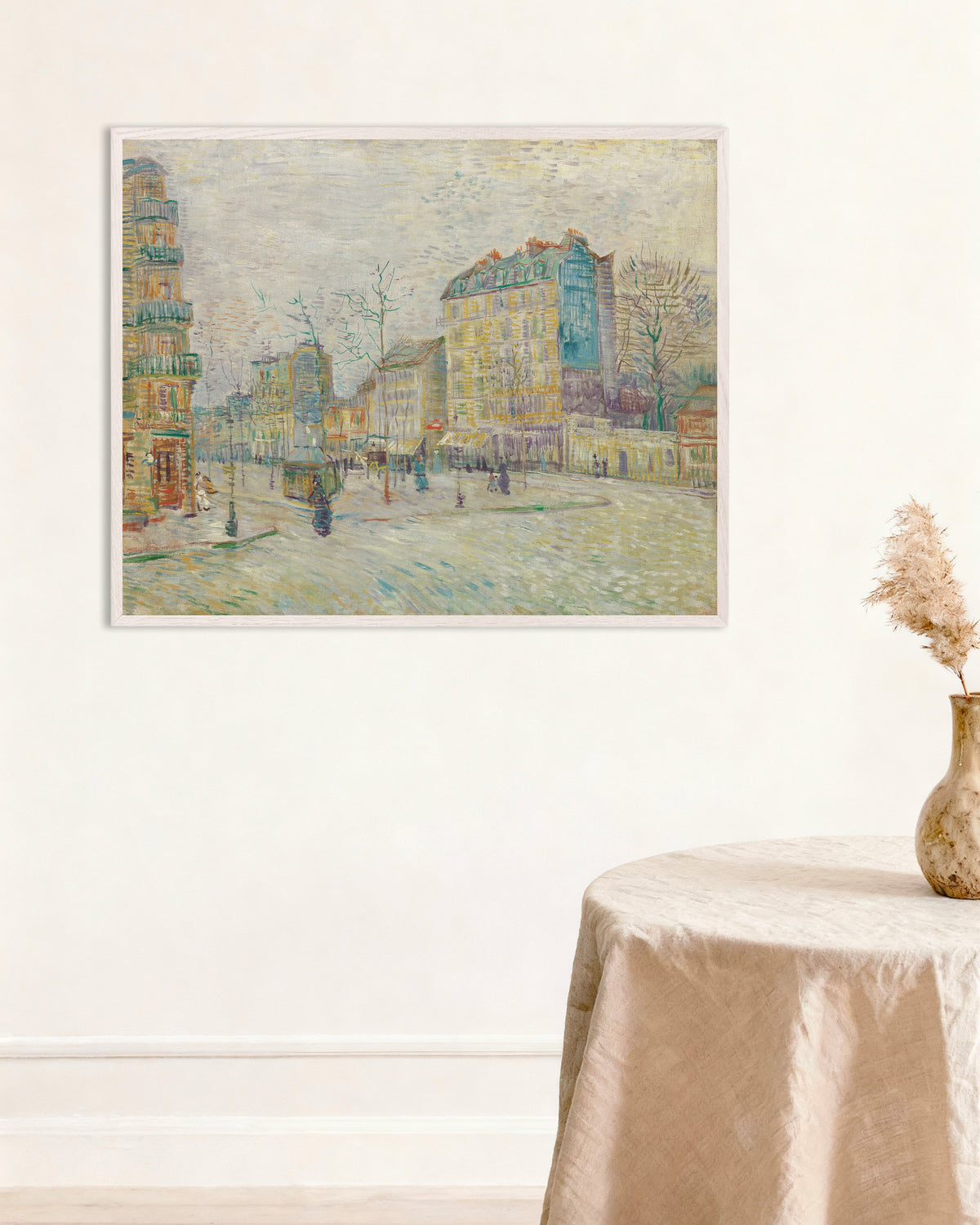 Poster of Boulevard de Clichy (1887) by Vincent van Gogh, with white wooden frame