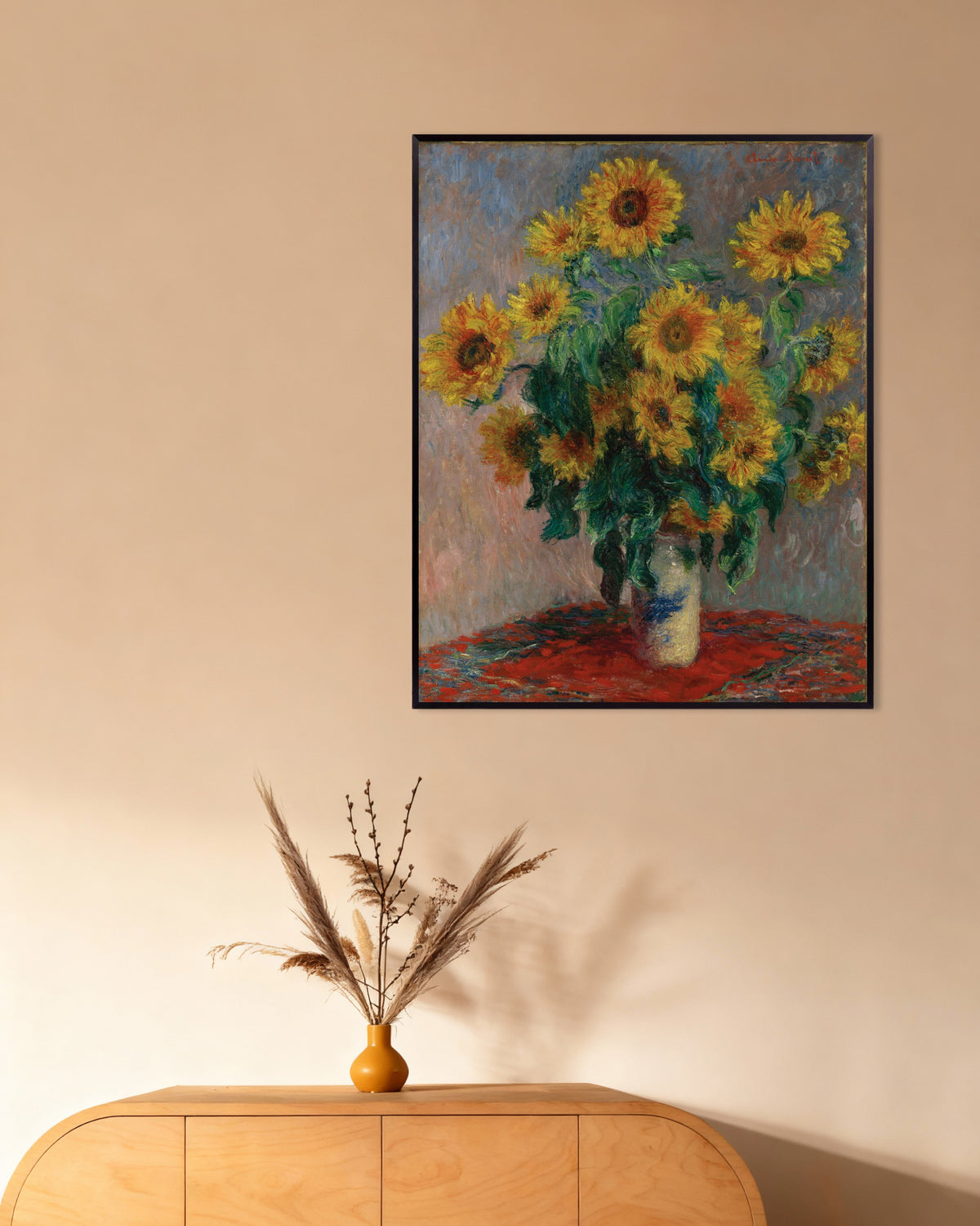 Poster of Bouquet of Sunflowers (1881) by Claude Monet, with metal frame